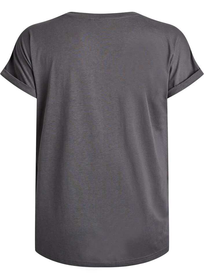 Kurz&auml;rmeliges T-Shirt aus Baumwollmischgewebe, Grau, Packshot image number 1