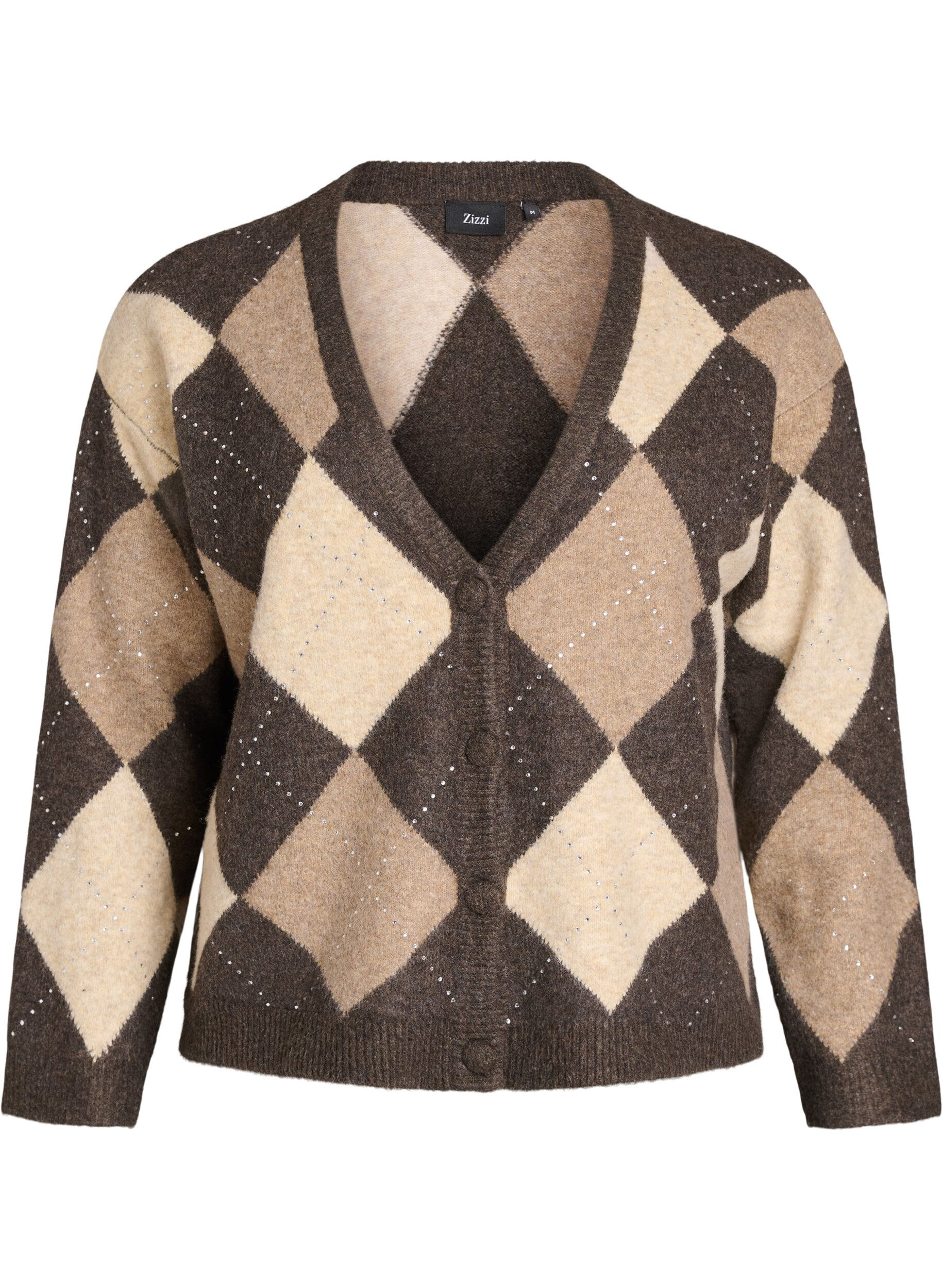 Cardigan argyle avec strass