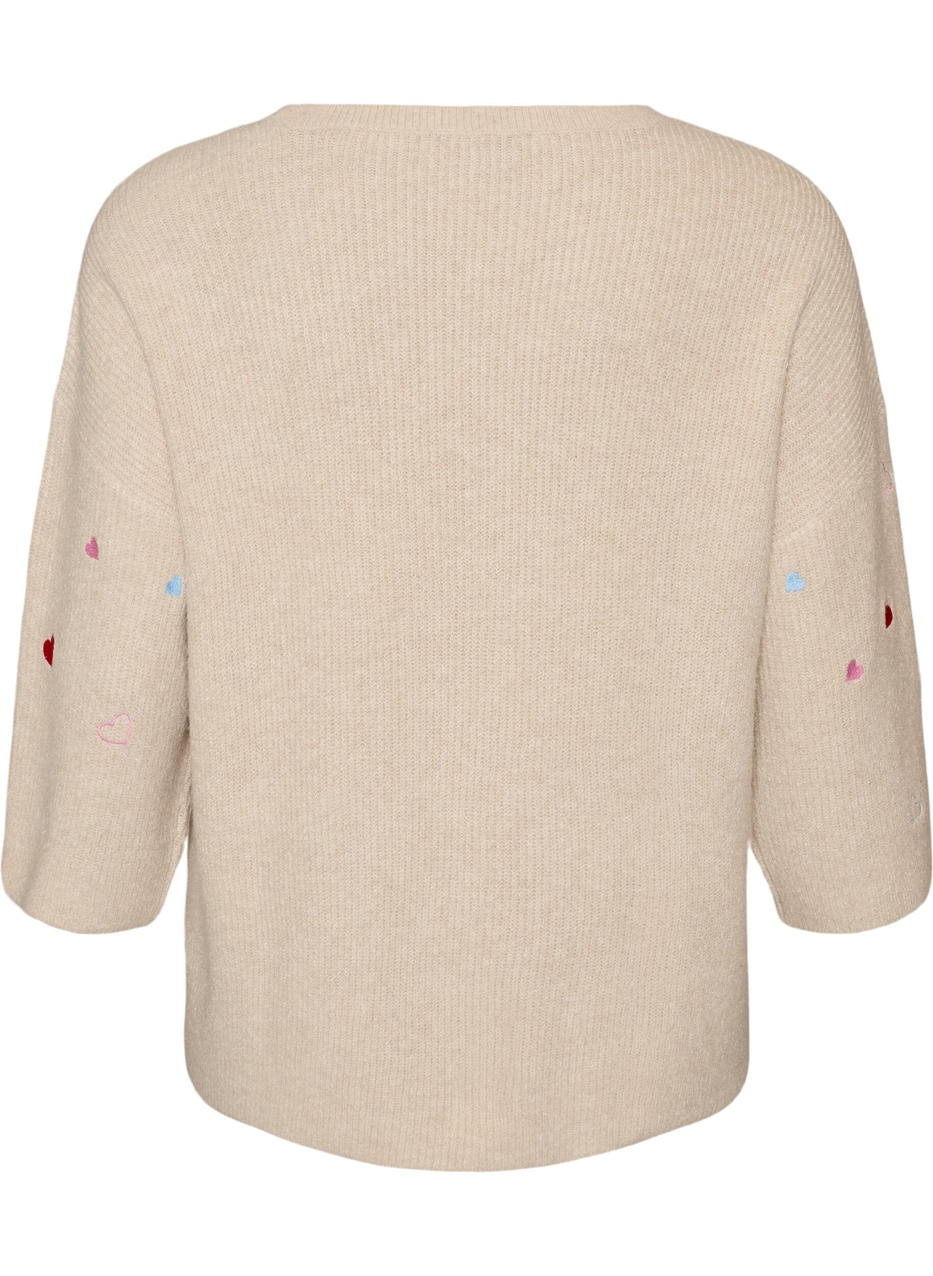 ZizziStrickbluse mit Herzen und 3/4-&Auml;rmeln, Beige, Packshot image number 1