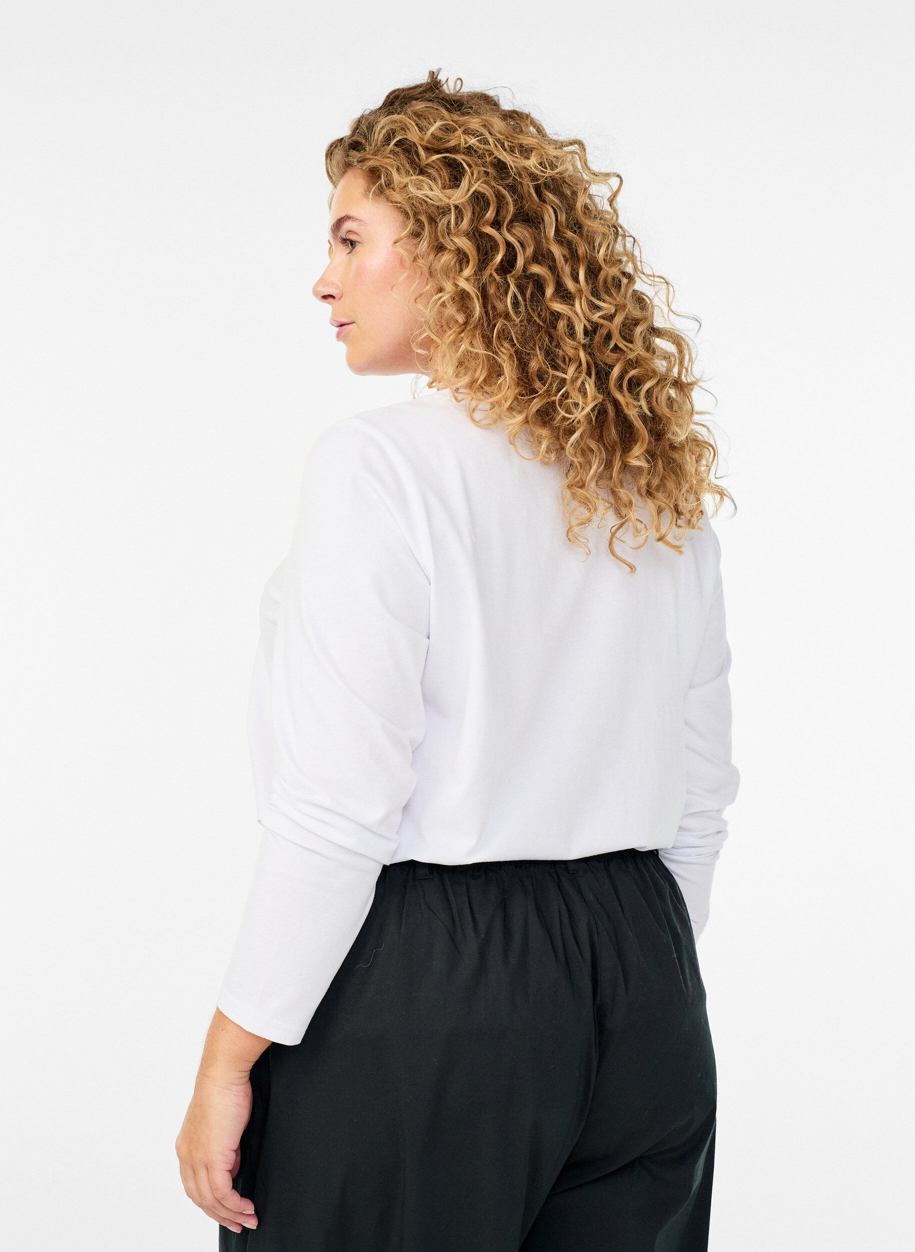 ZizziTop basic en jersey avec manches longues, Blanc, Model image number 2