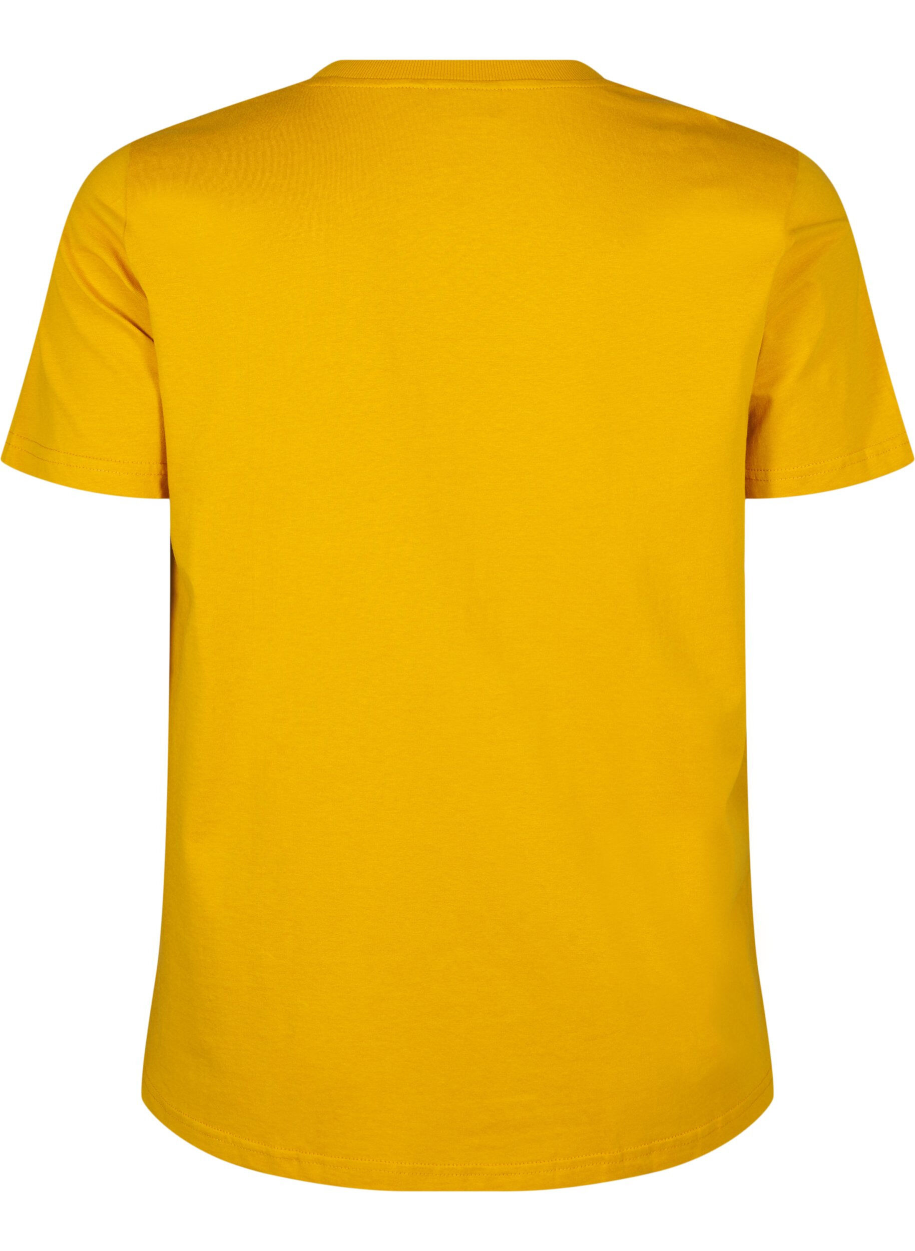 Zizzi Basic T-Shirt aus Baumwolle mit Rundhalsausschnitt, Gelb, Packshot image number 1