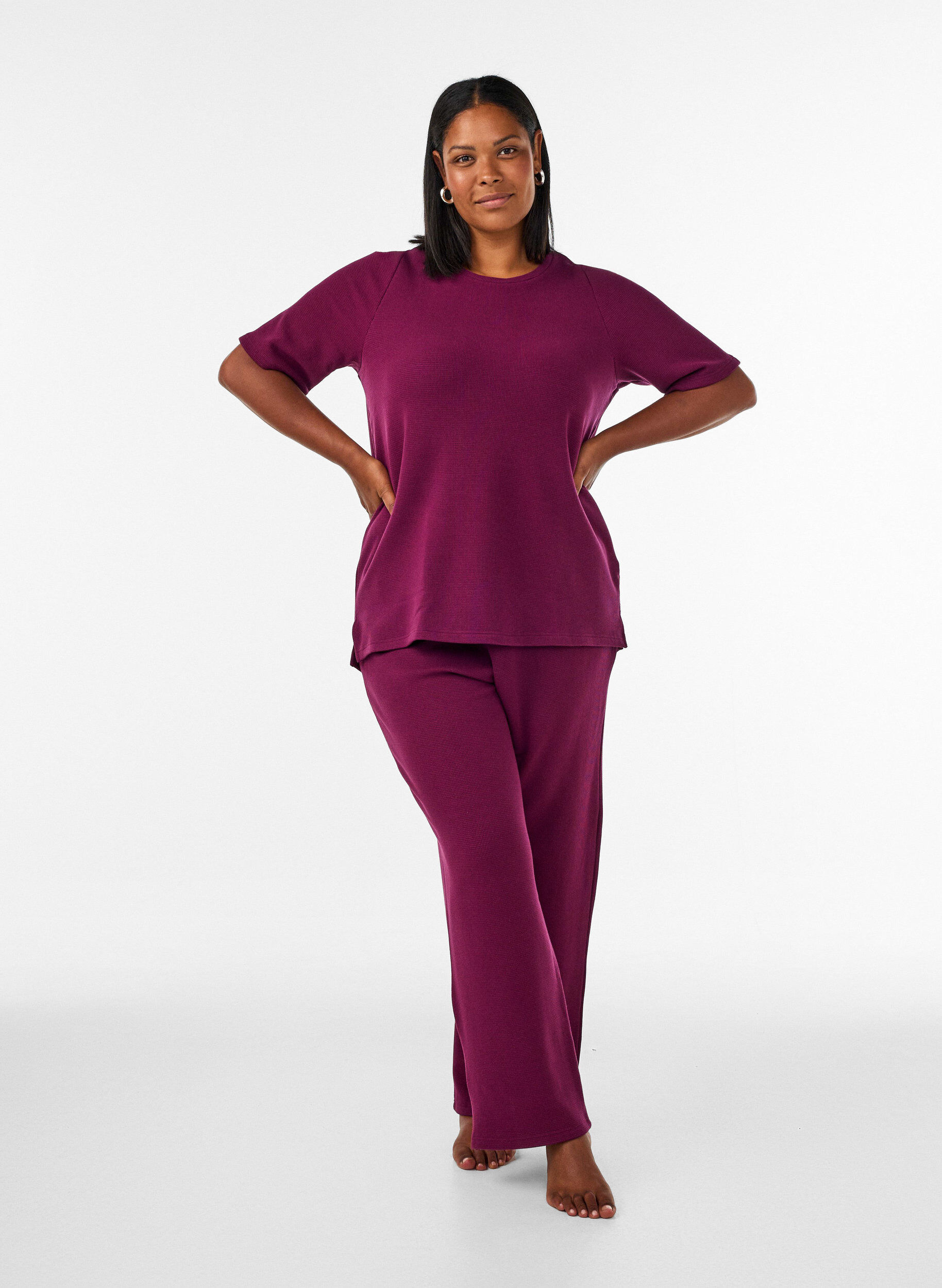 ZizziLockere Hose mit Struktur und hoher Taille, Rot, Model image number 0