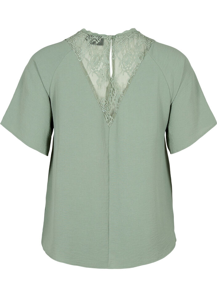 Blouse &agrave; manches courtes avec dentelle , Lily Pad, Packshot image number 1