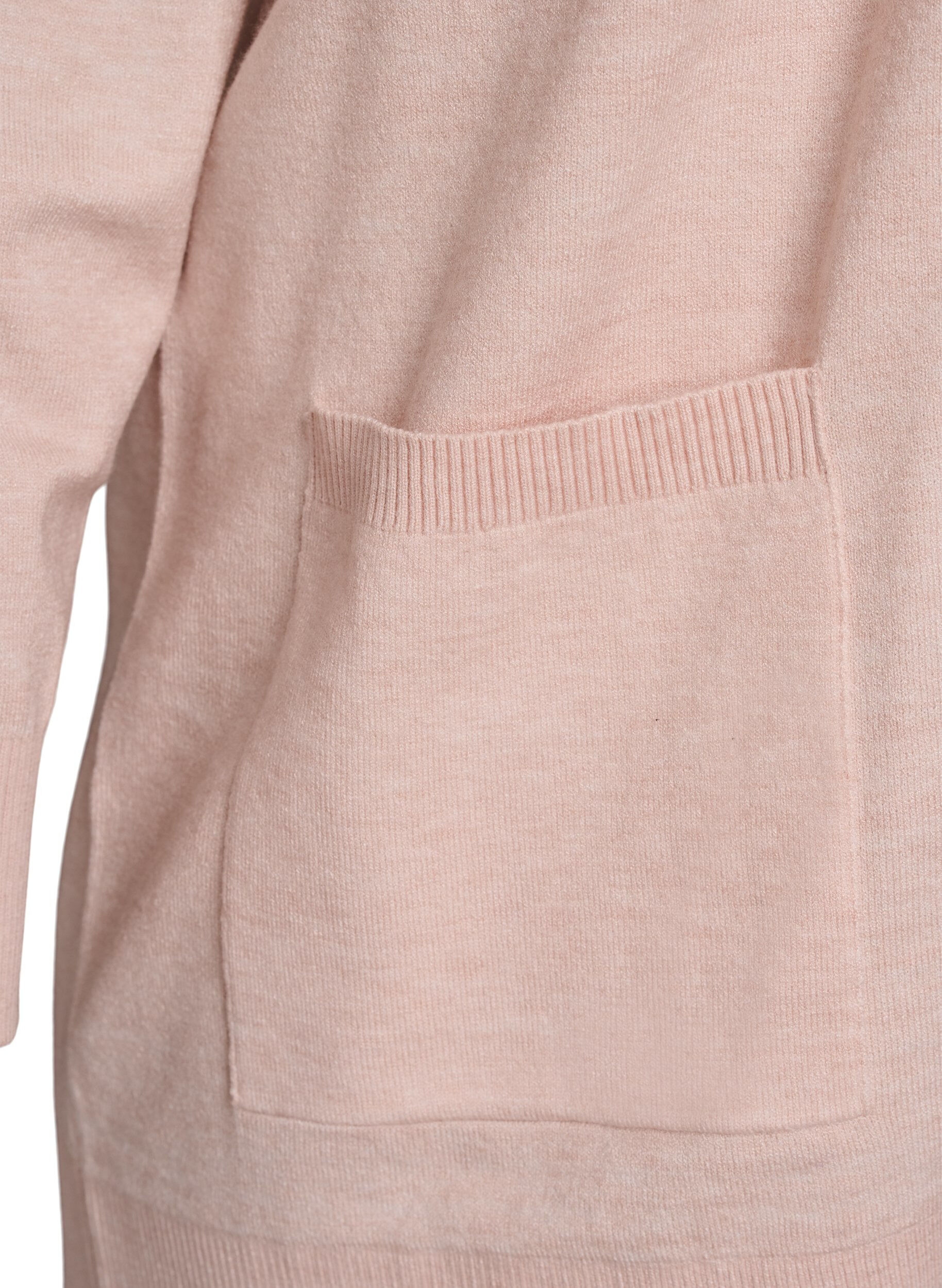 Zizzi Cardigan long en maille ouvert avec poches, Rose, Packshot image number 3
