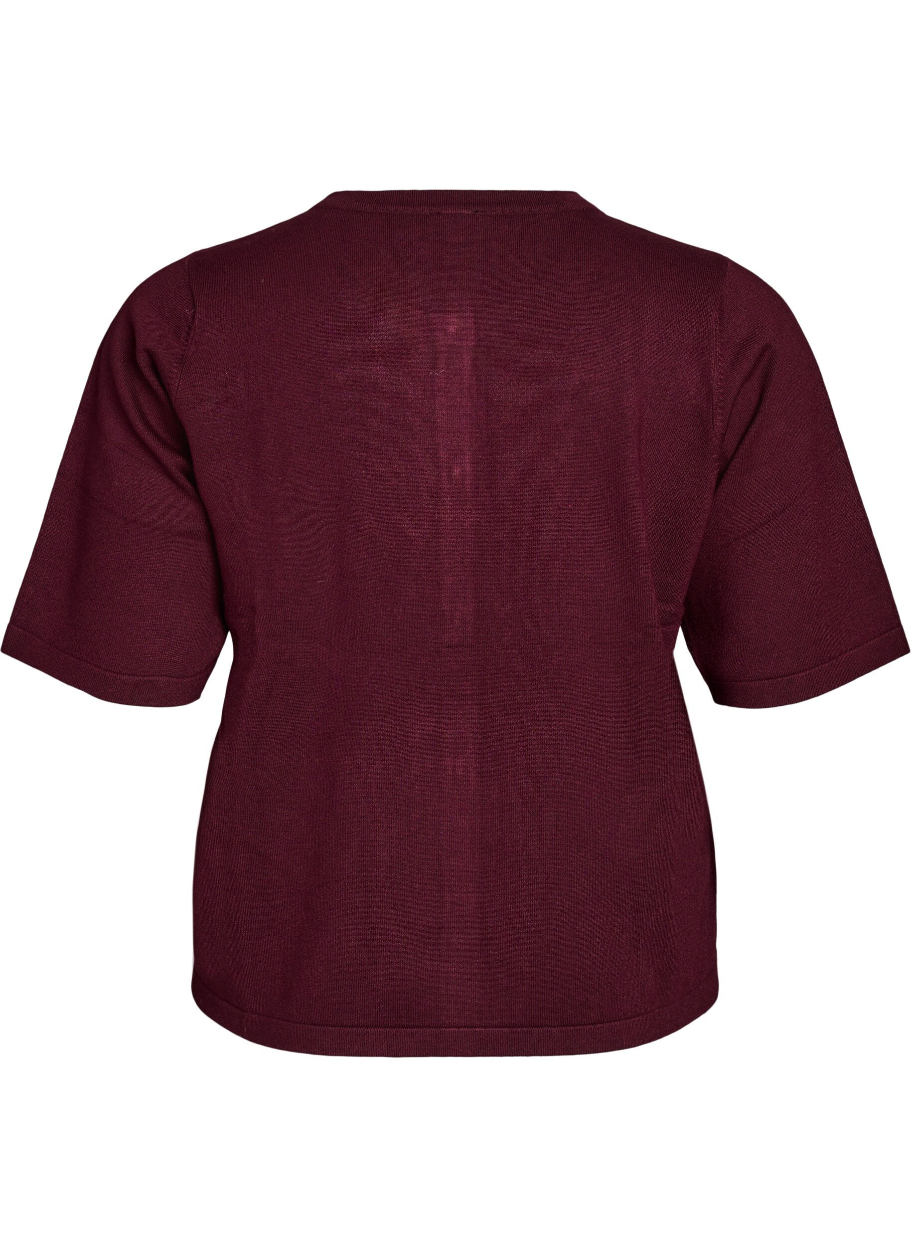 ZizziCardigan en maille avec boutons c&oelig;ur et manches courtes, Bordeaux, Packshot image number 1