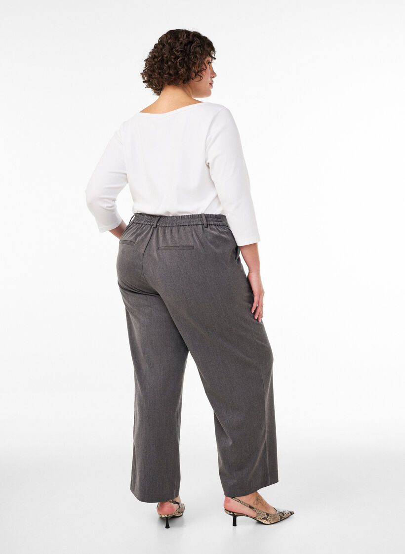 Hoch taillierte Anzughose mit gerader Passform, Grau, Model image number 1
