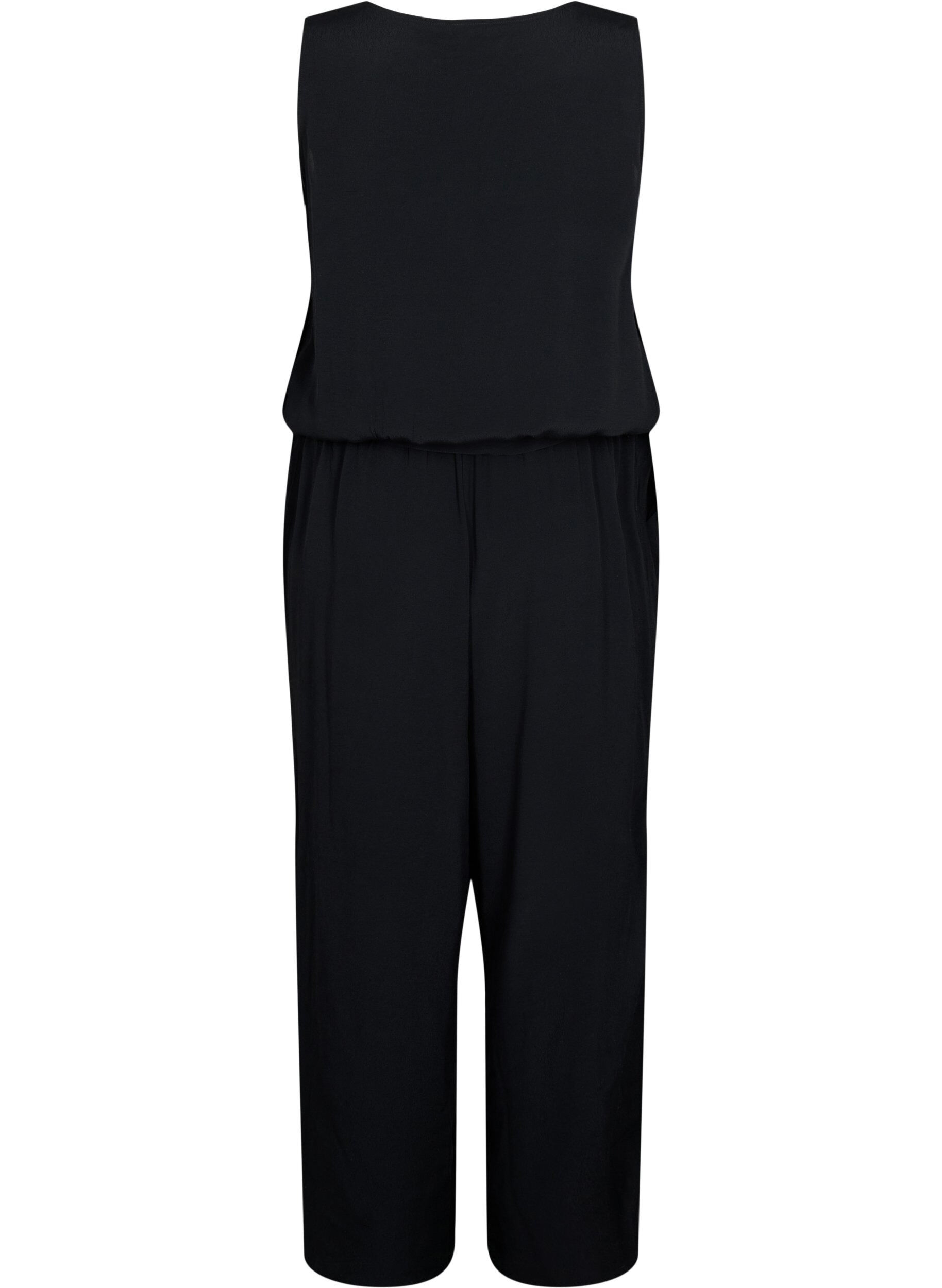 Zizzi &Auml;rmelloser Jumpsuit aus Viskose, Black, Packshot image number 1