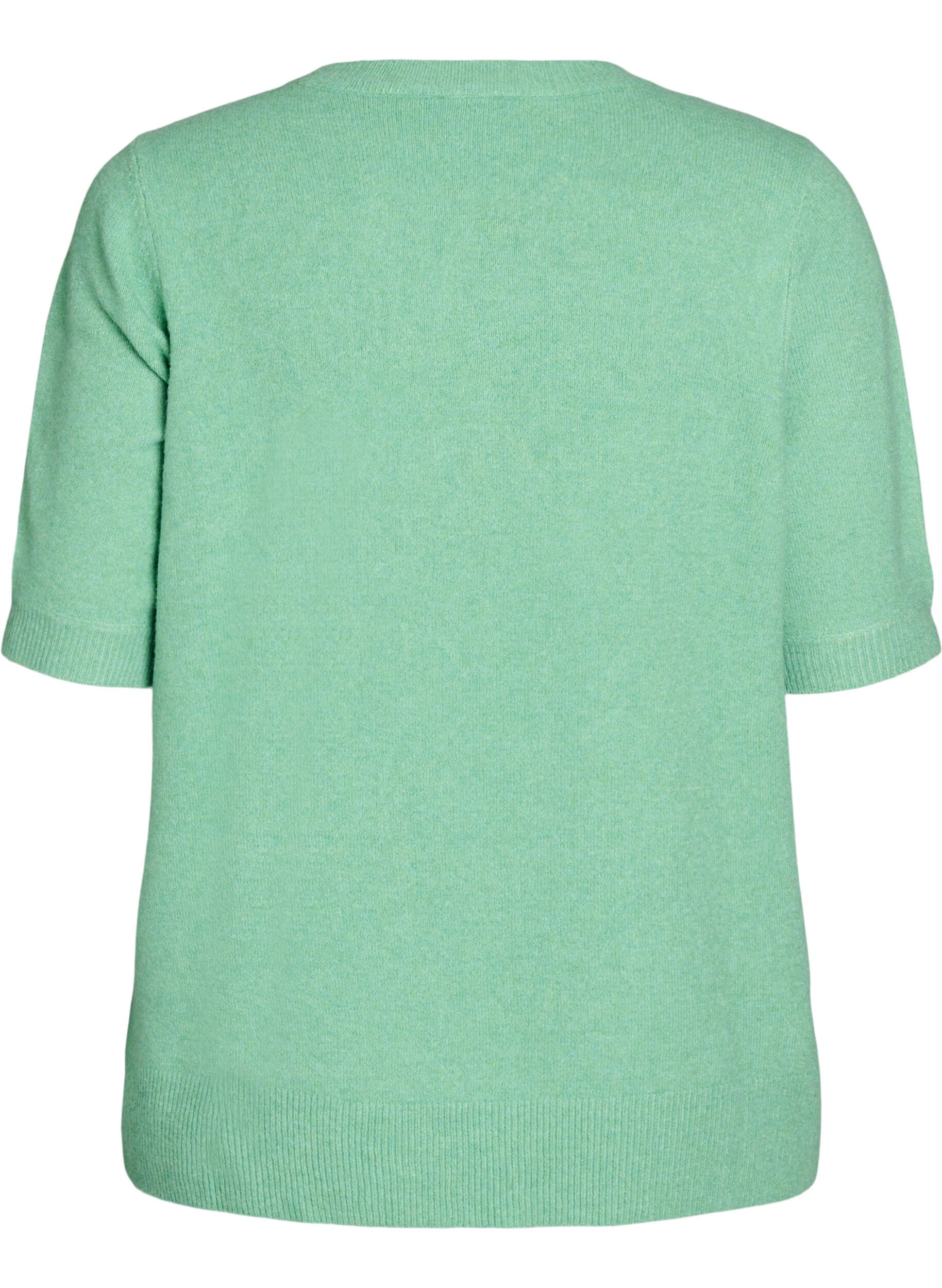 Zizzi Strickbluse mit kurzen &Auml;rmeln, Gr&uuml;n, Packshot image number 1