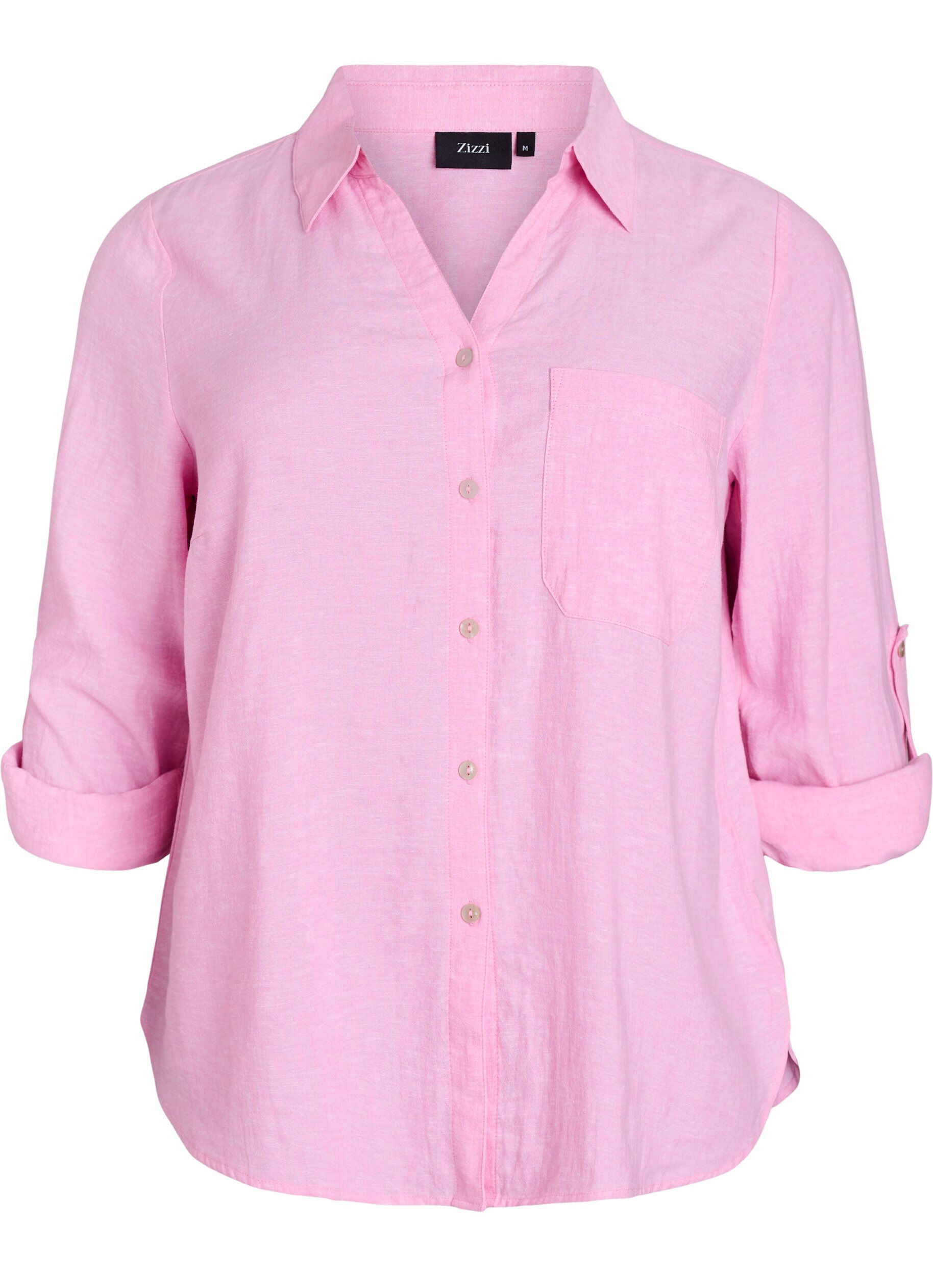 Zizzi Chemise en lin et viscose avec manches 3/4, Rose, Packshot image number 0