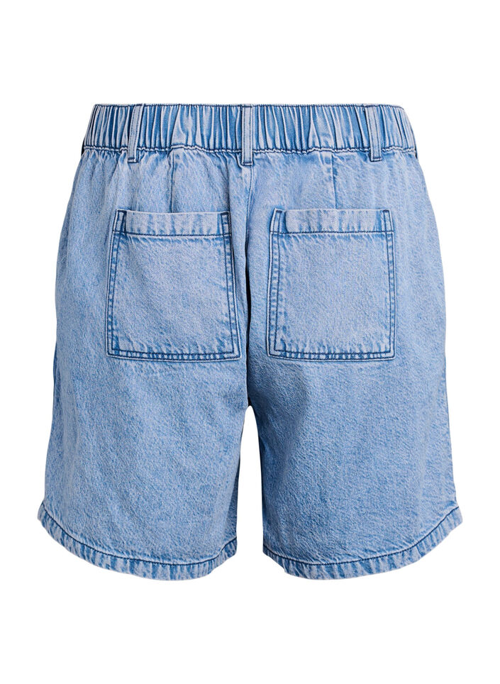 Locker geschnittene Jeansshorts mit hoher Taille, Blau, Packshot image number 1