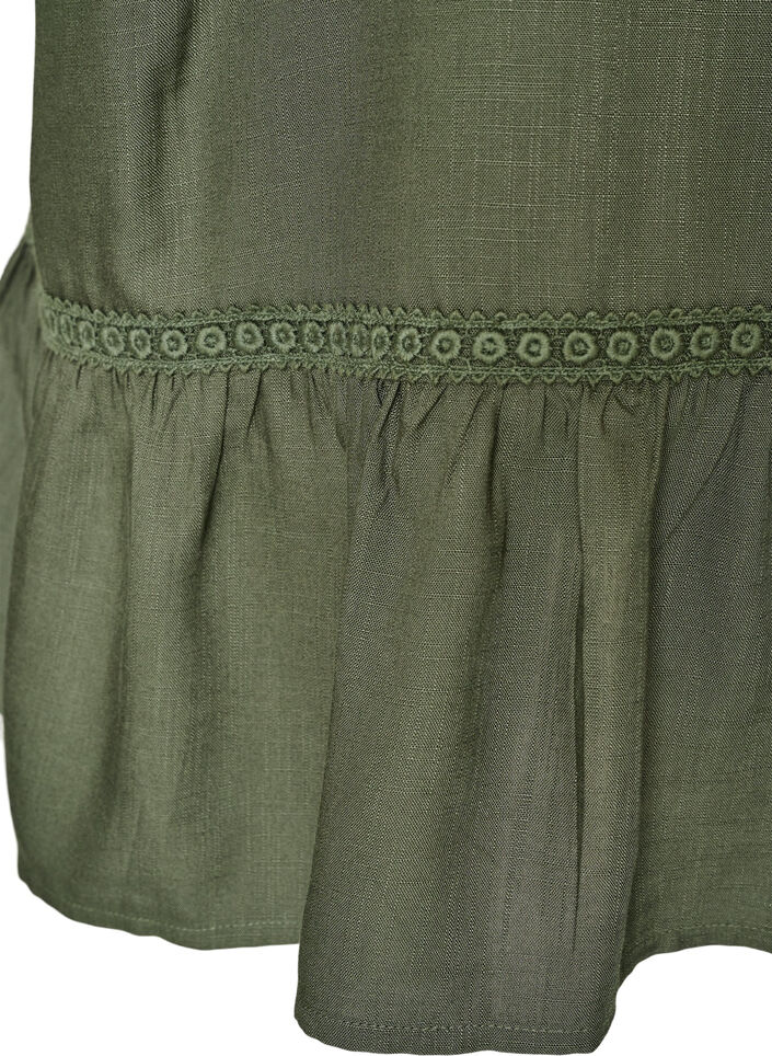 Tunique en viscose avec boutons et ourlet &agrave; volants, Vert, Packshot image number 3