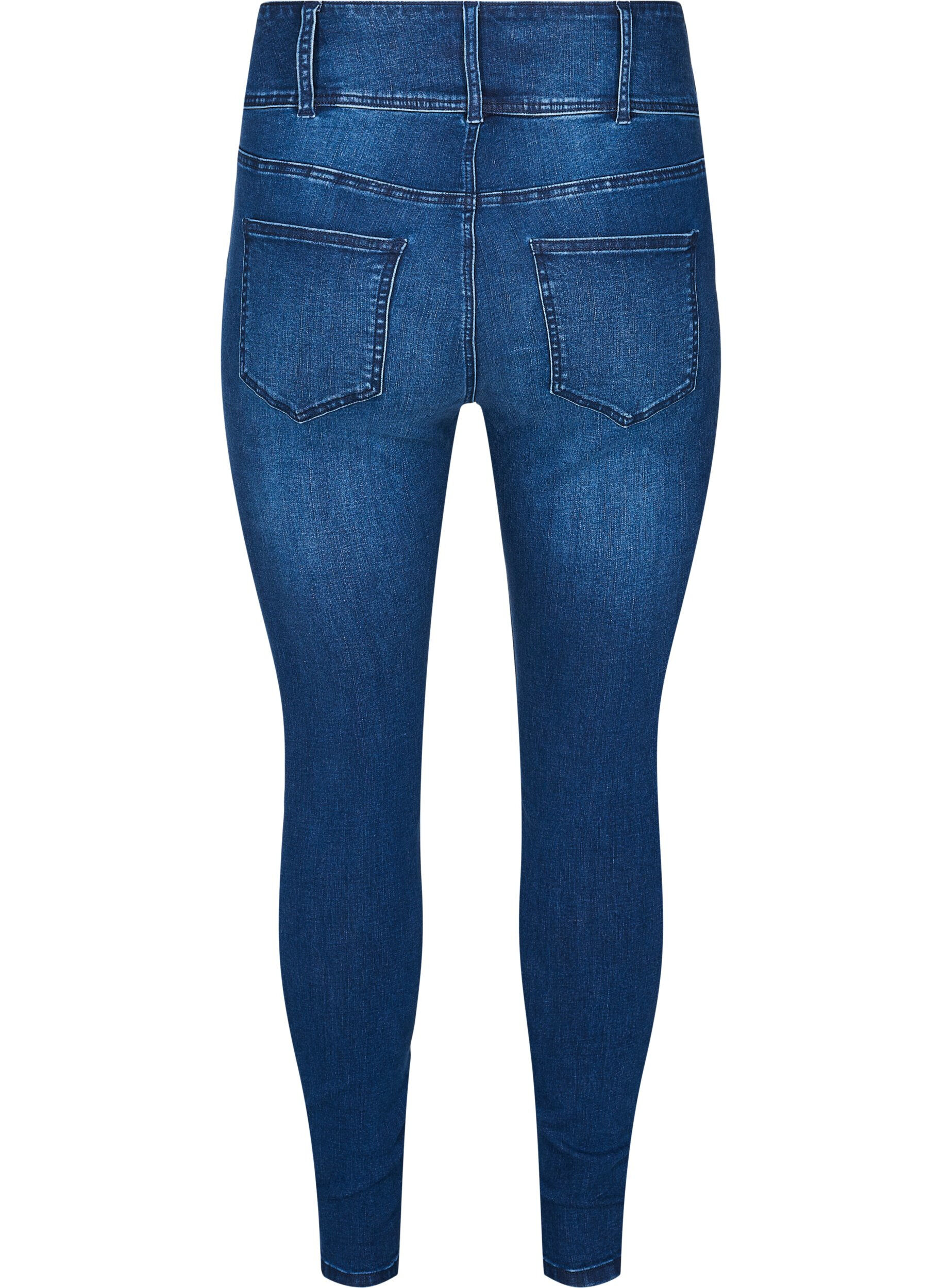Zizzi Super Slim Bea Jeans mit hoher Taille, Blau, Packshot image number 1