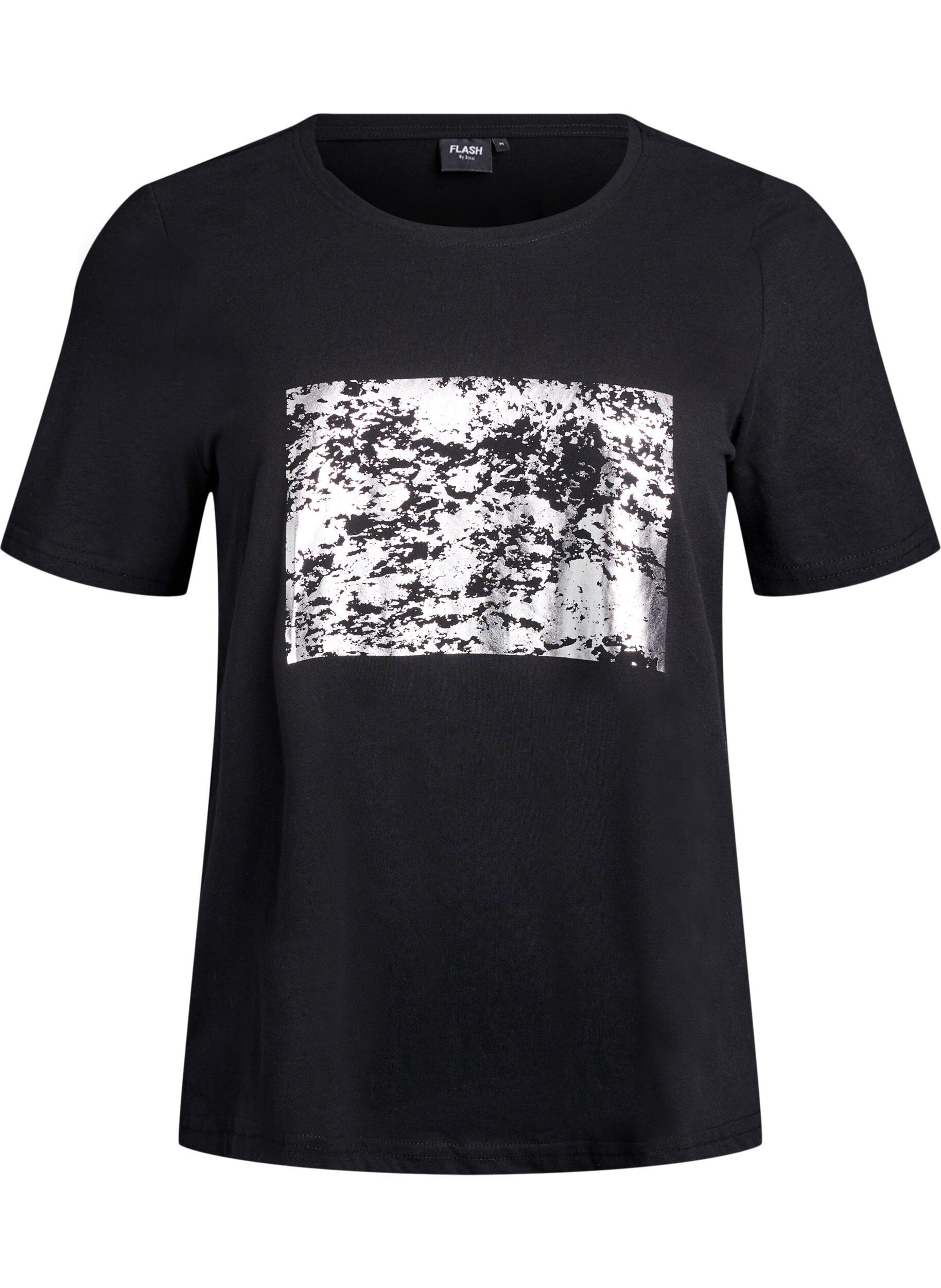Zizzi FLASH - T-Shirt mit Print, Schwarz, Packshot image number 0