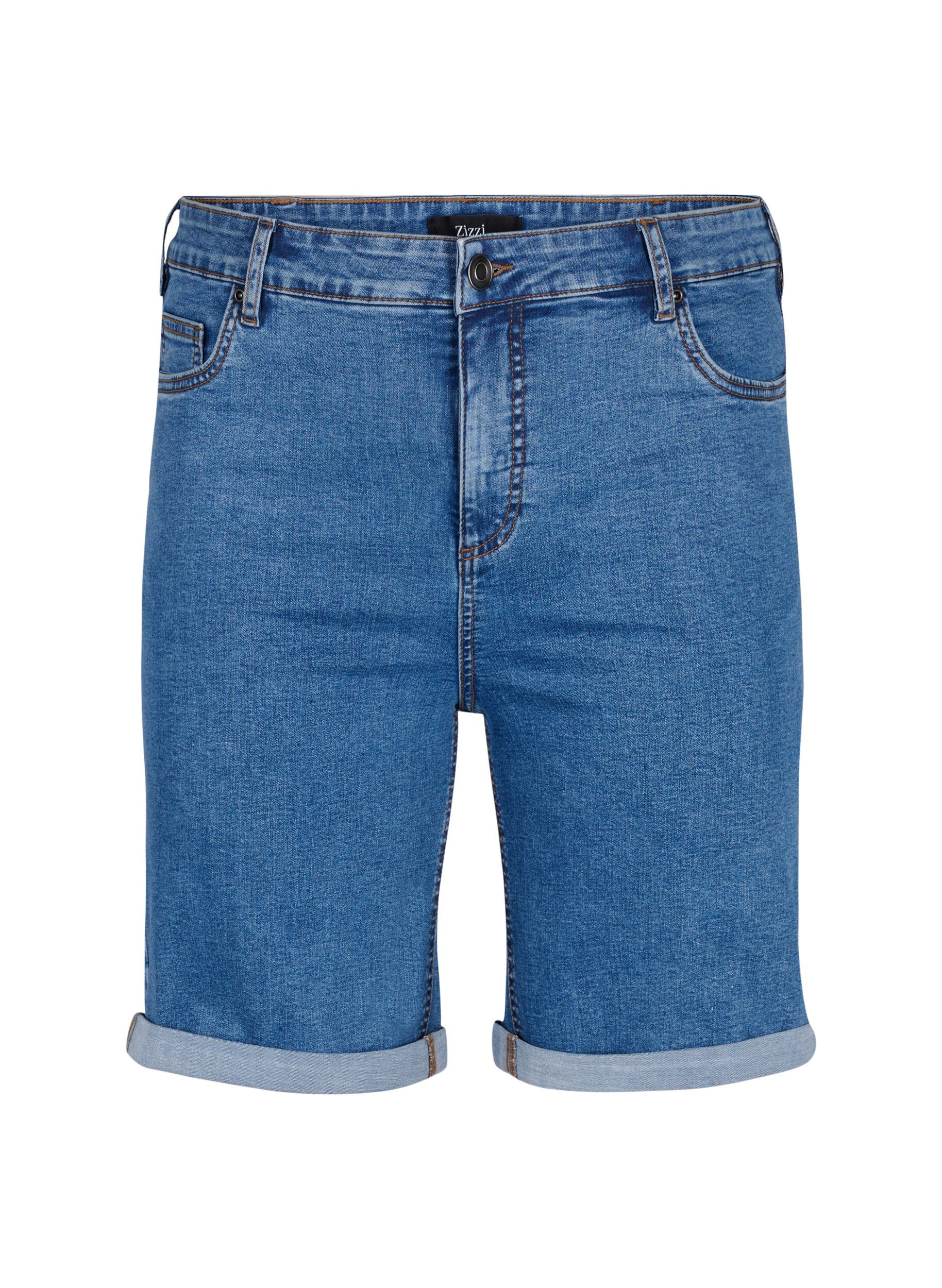 Zizzi  Shorts en jean moulants &agrave; taille haute, Blue Denim, Packshot image number 0