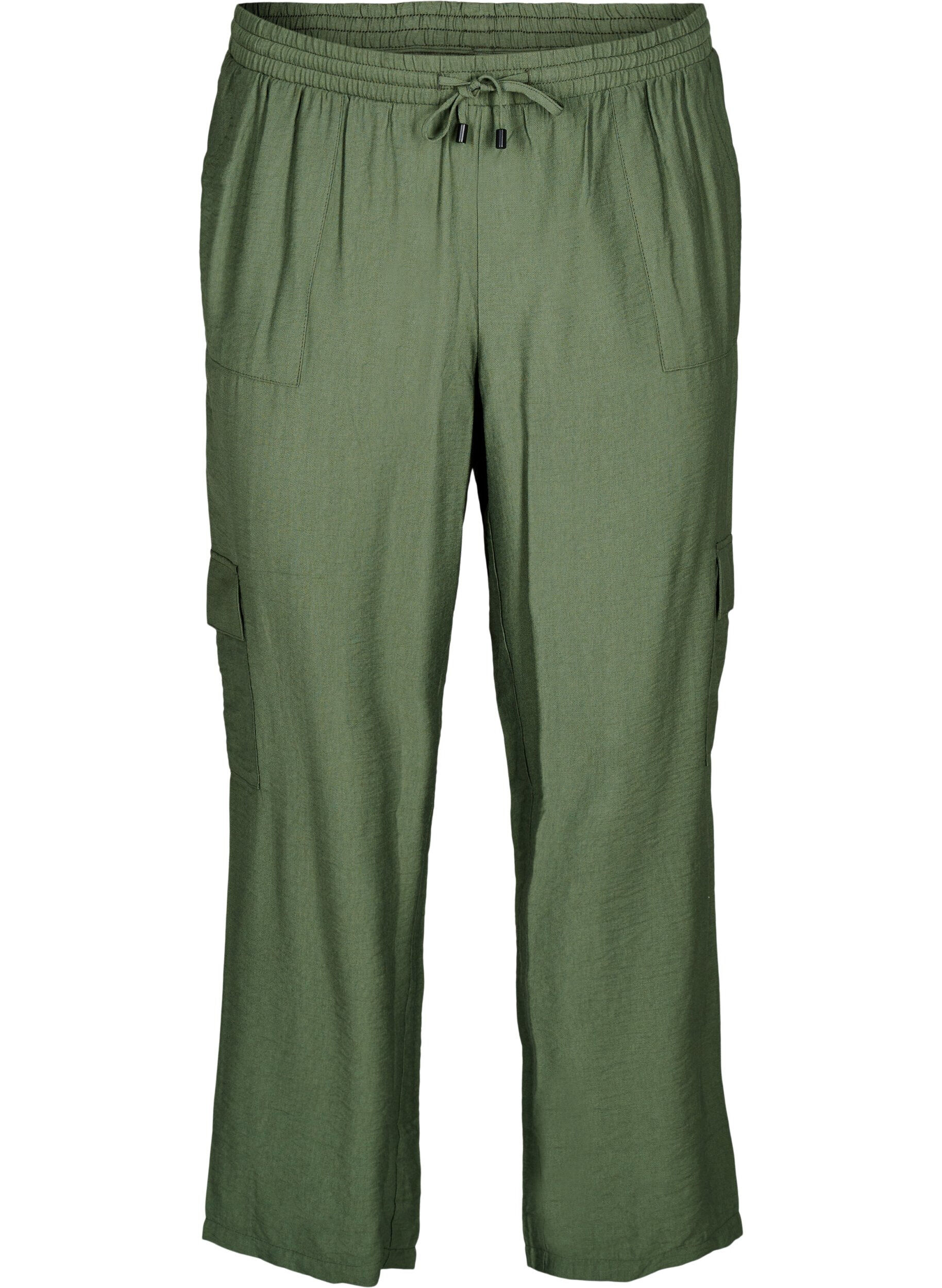 Zizzi Cargohose mit hoher Taille, Gr&uuml;n, Packshot image number 0