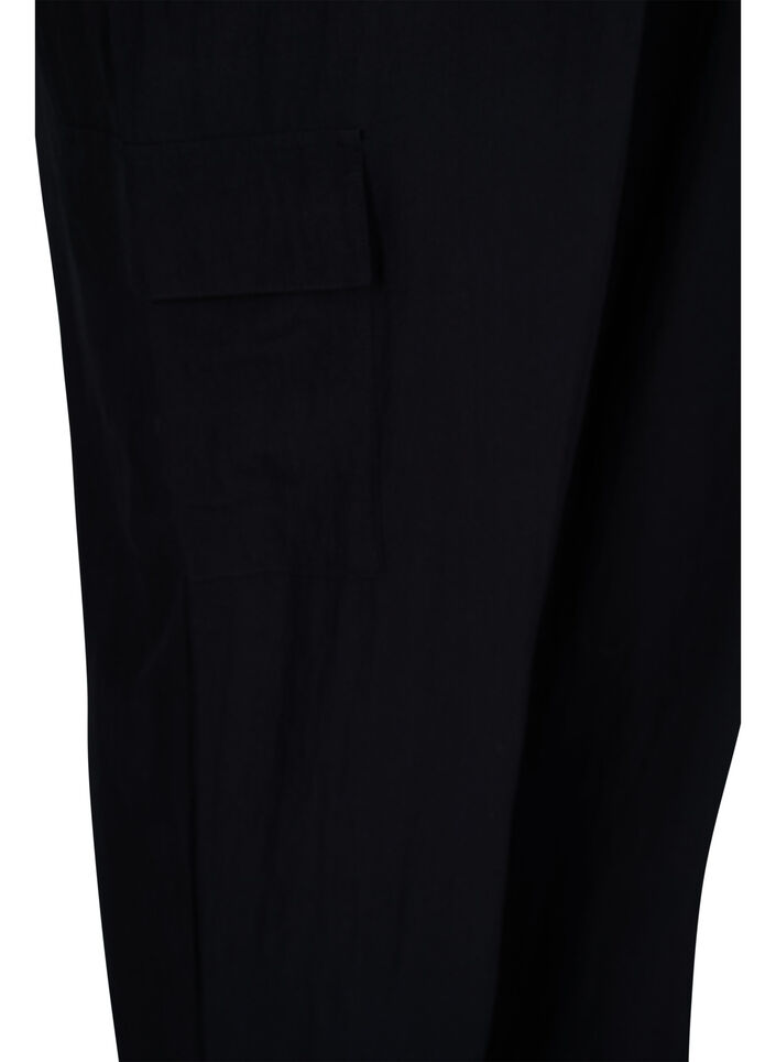 Lockere Cargohose aus Viskose, Black, Packshot image number 3