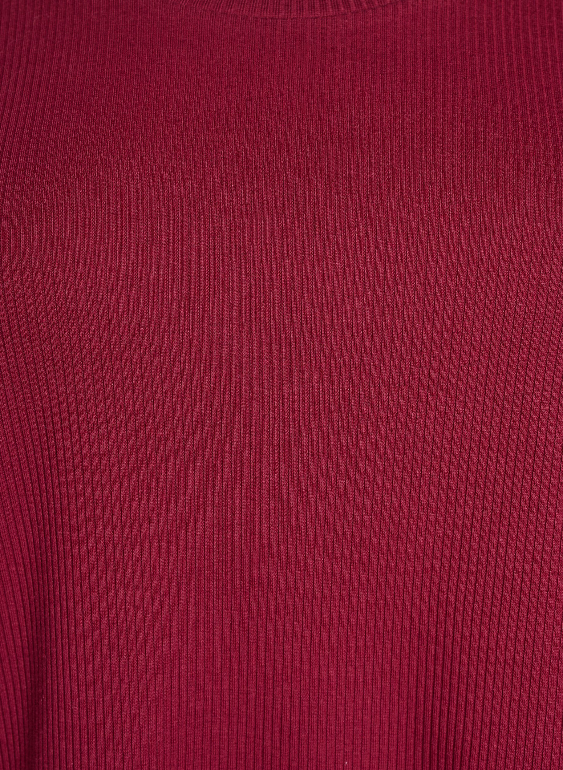 Zizzi Bluse aus geripptem Jersey mit kurzen &Auml;rmeln, Dunkles Bordeaux, Packshot image number 2
