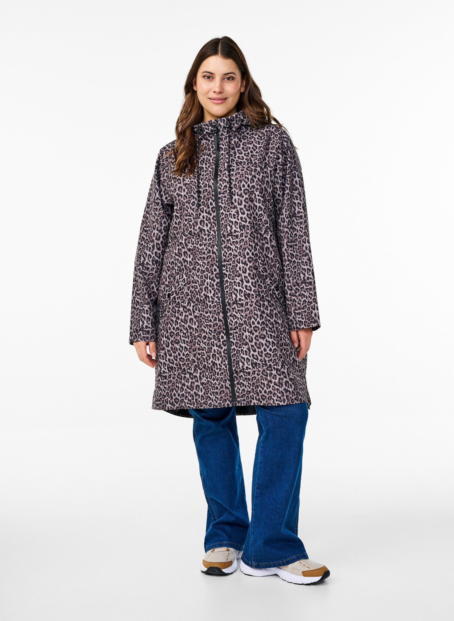 ZizziRegenjacke mit Taschen und Kapuze, Braun, Model image number 1