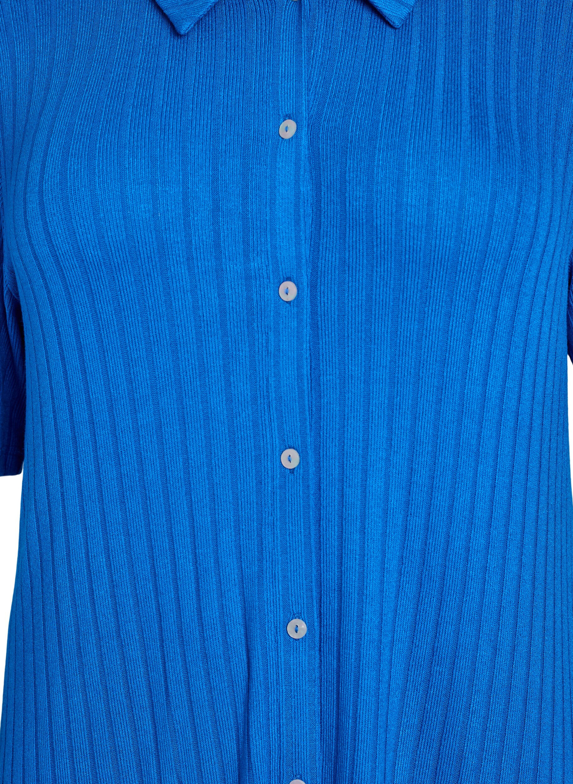 Zizzi Robe chemise mi-longue en jersey &agrave; manches courtes, Bleu intense, Packshot image number 2