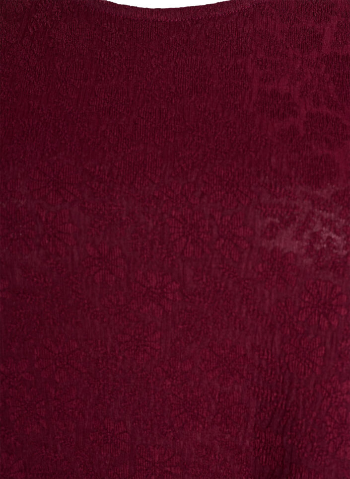 Strukturierte Bluse mit kurzen Ärmeln, Dunkles Bordeaux, Packshot image number 2