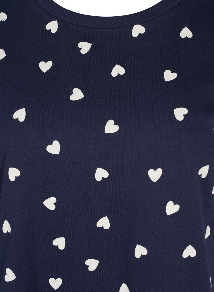 Haut de pyjama à manches courtes en coton, Navy Blazer AOP, Packshot image number 2