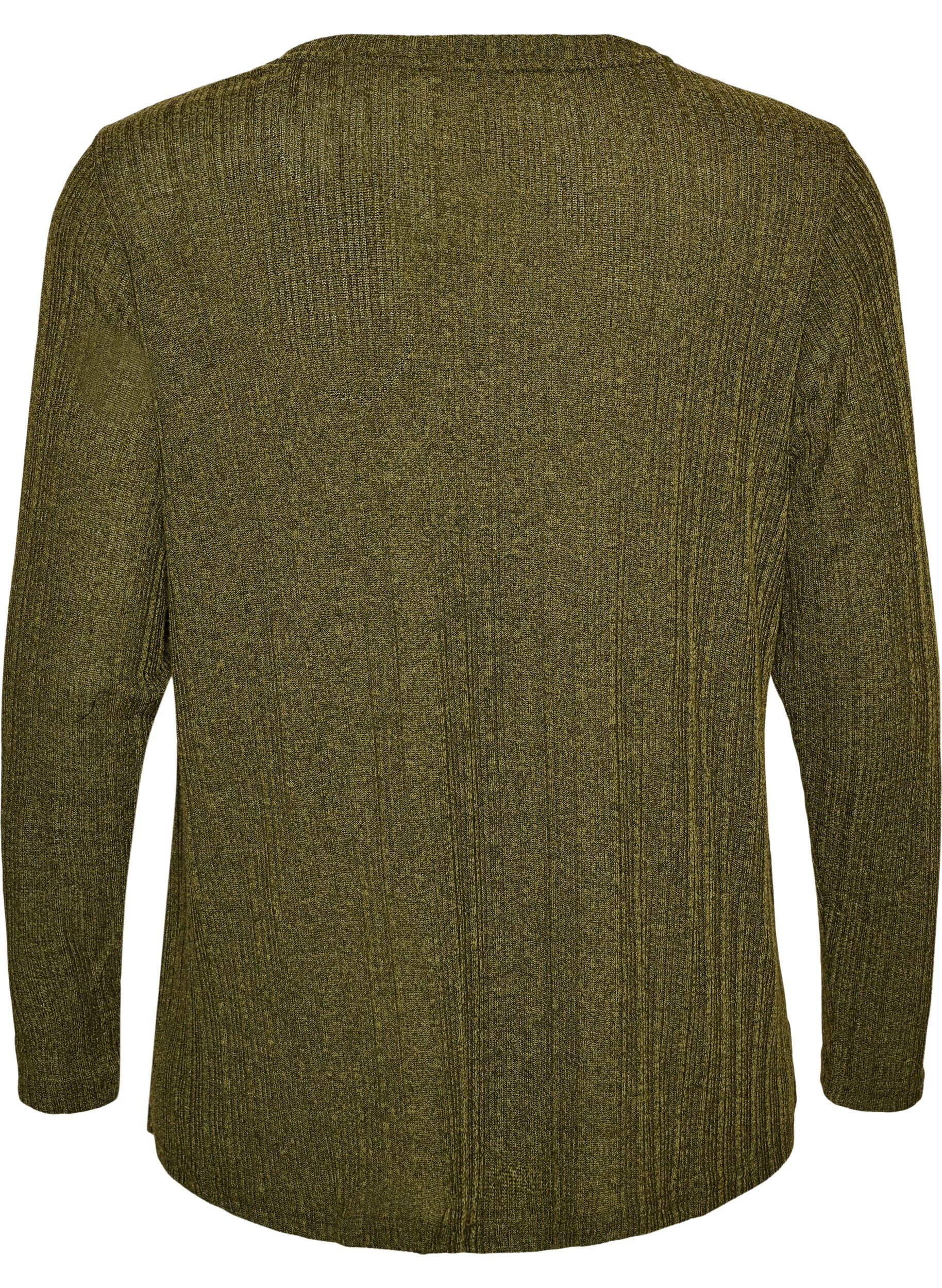 ZizziBluse aus Jersey mit Rippstruktur und langen &Auml;rmeln, Gr&uuml;n, Packshot image number 1