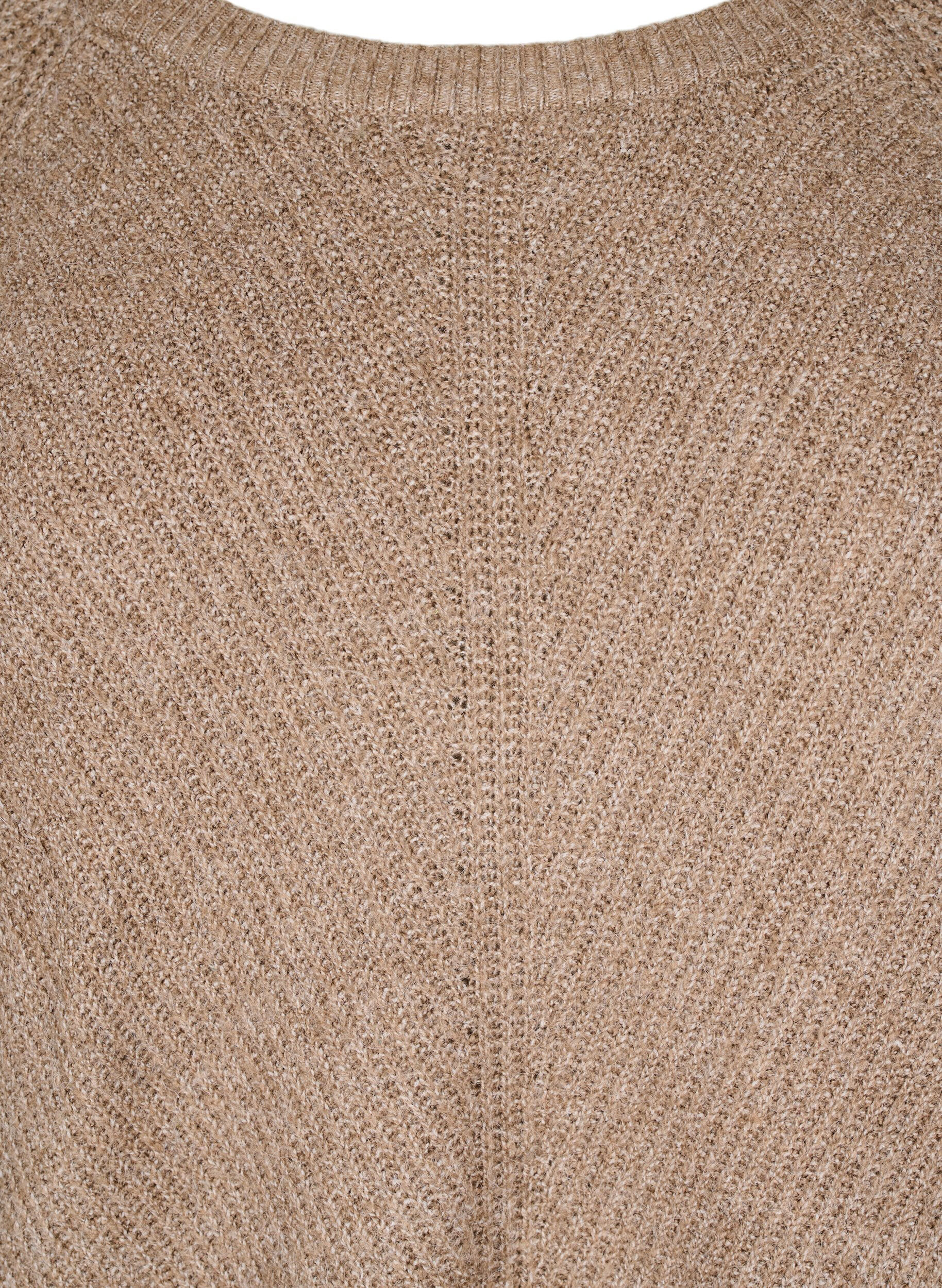 Zizzi Strickbluse mit Rundhalsausschnitt, Fossil Mel., Packshot image number 2