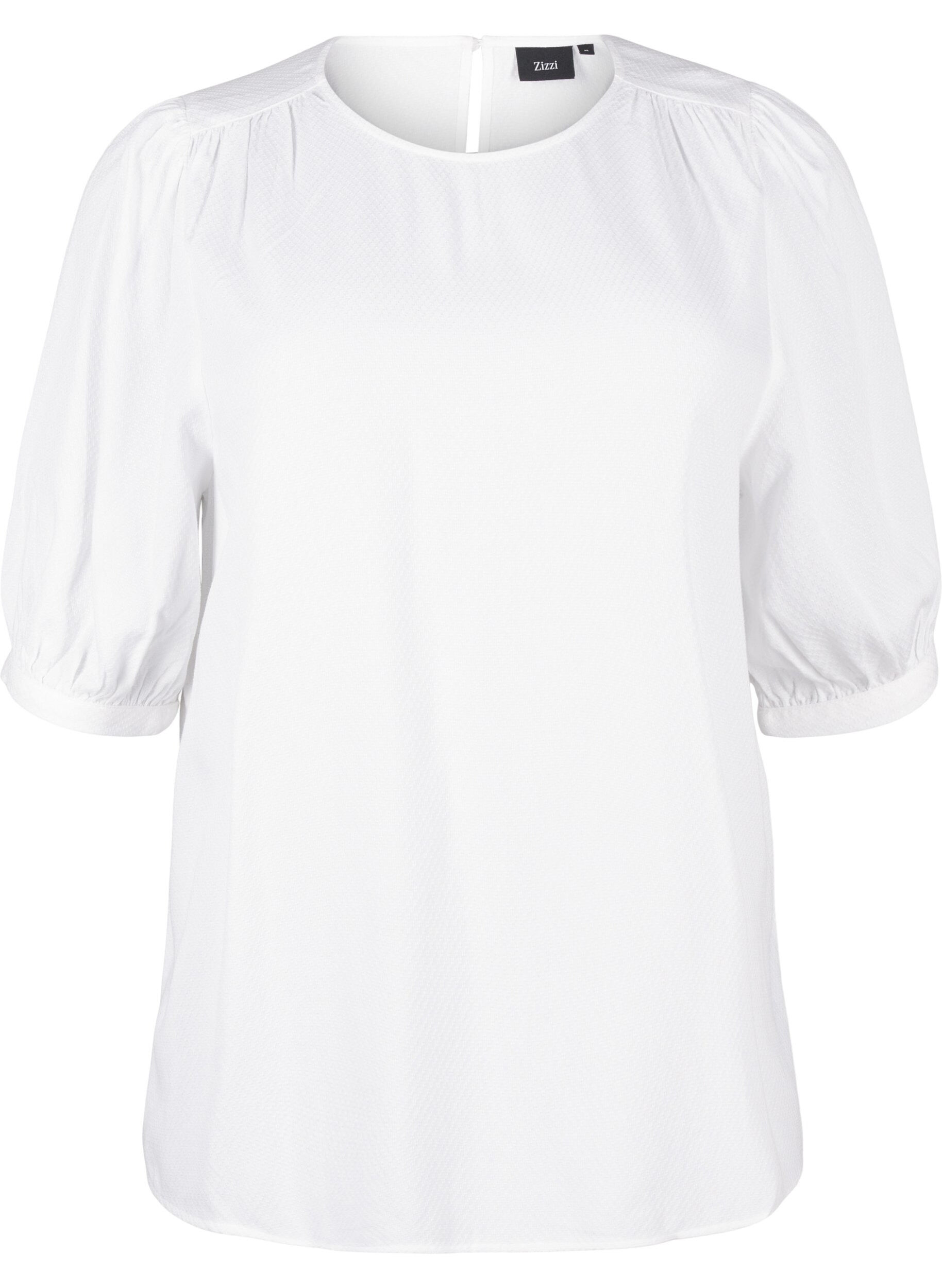 Zizzi  Viskosebluse mit 1/2 &Auml;rmeln, Bright White, Packshot image number 0