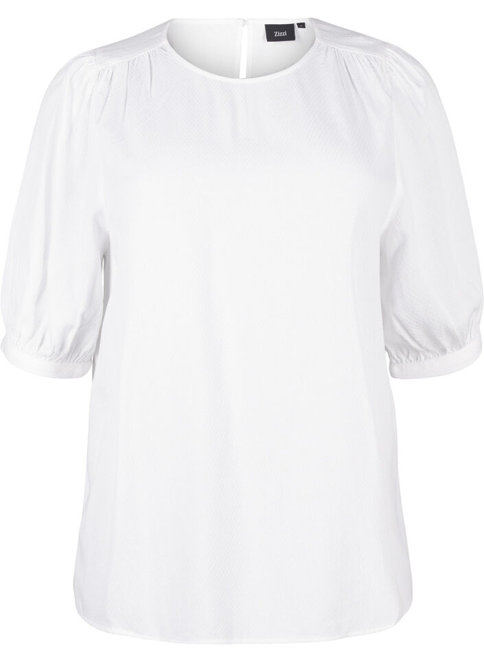  Viskosebluse mit 1/2 Ärmeln, Bright White, Packshot image number 0