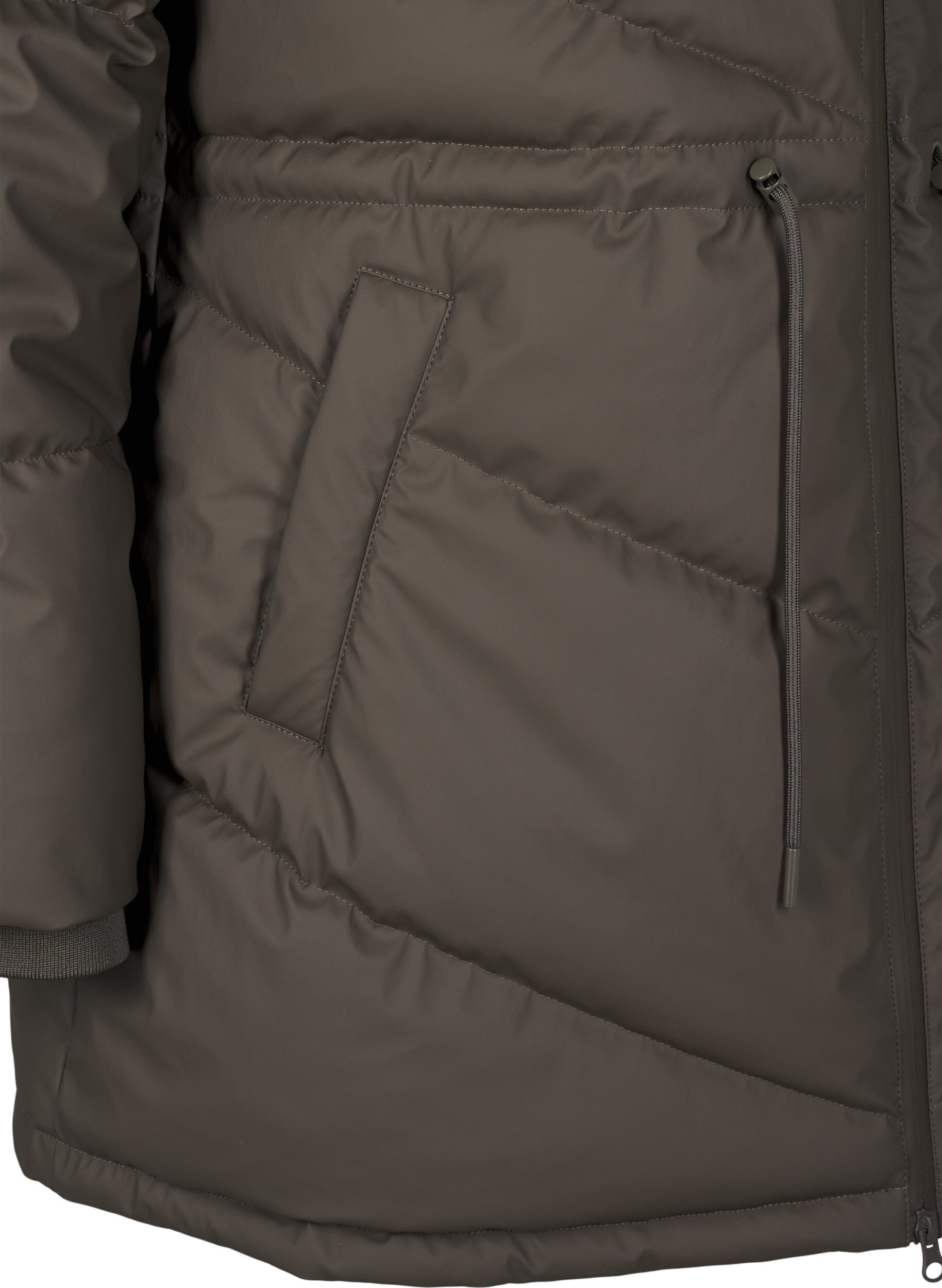 Zizzi Wasserabweisende Steckenjacke mit Kapuze, Braun, Packshot image number 3