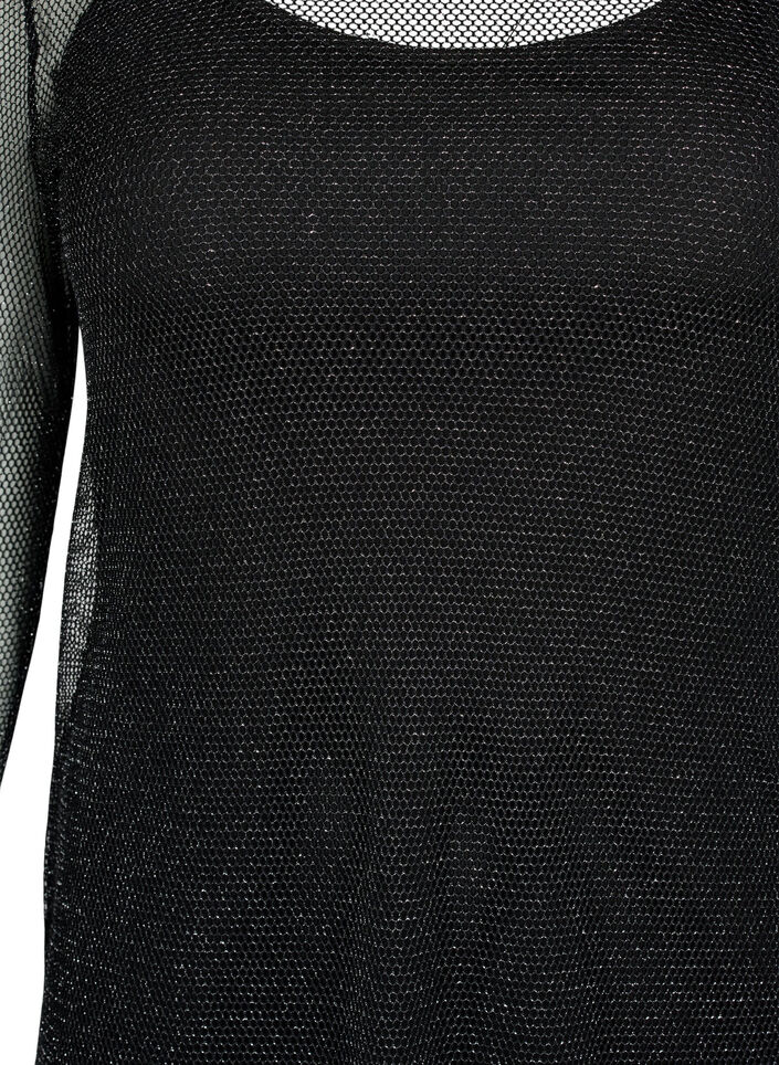 Netzkleid mit langen Ärmeln, Black w. Silver, Packshot image number 2