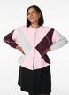 Cardigan à motif argyle et col rond, Rose, Model image number 0