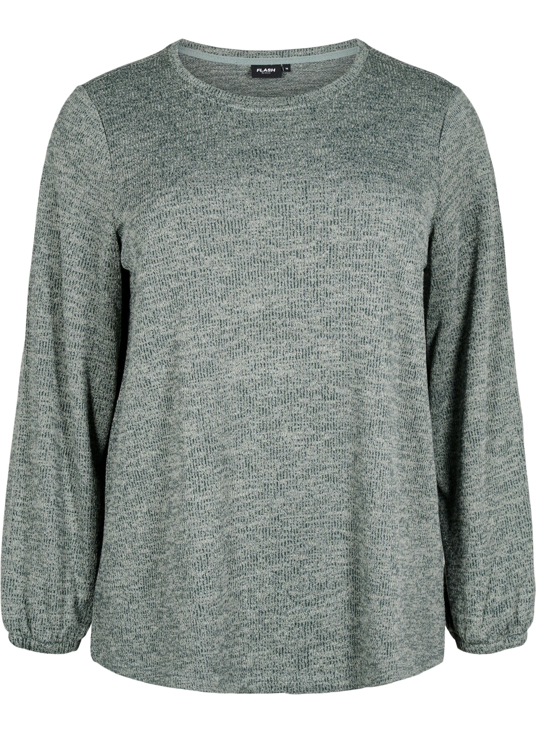 Zizzi FLASH - Bluse aus Jersey mit langen &Auml;rmeln, Gr&uuml;n, Packshot image number 0