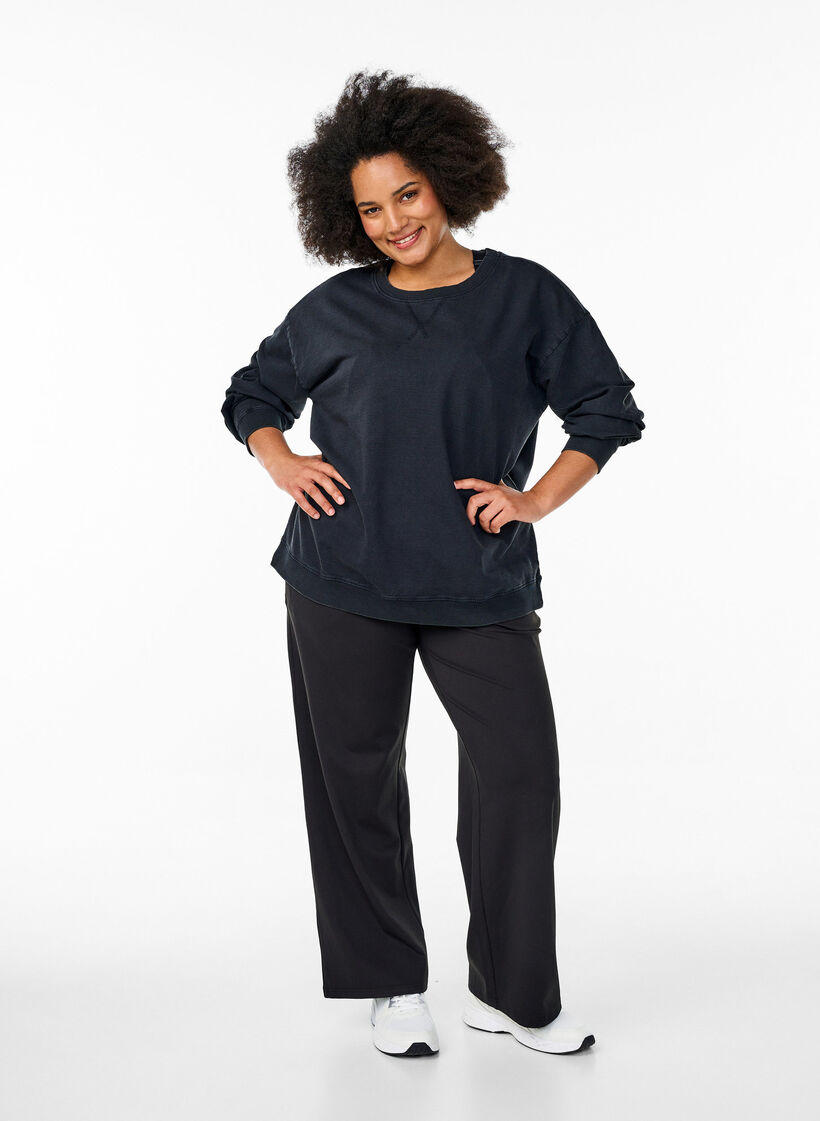 Sweat-shirt ample &agrave; l'aspect d&eacute;lav&eacute;, Gris, Model image number 1