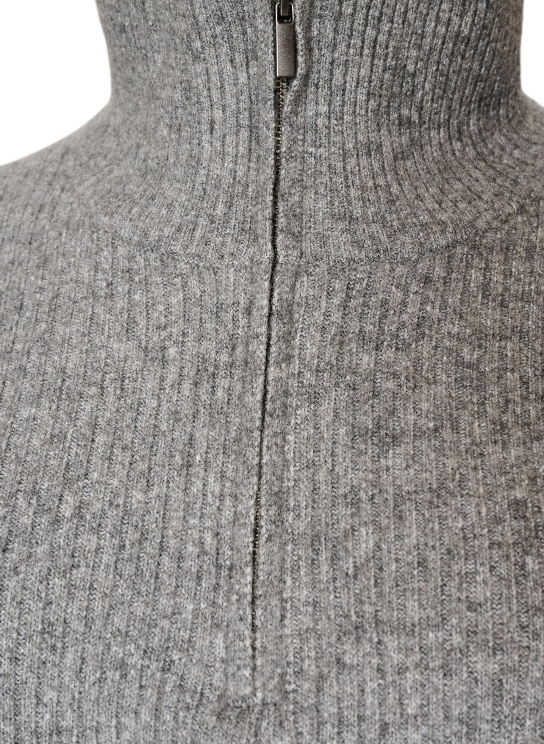 ZizziGilet en maille avec col montant et zip court, Gris, Packshot image number 2