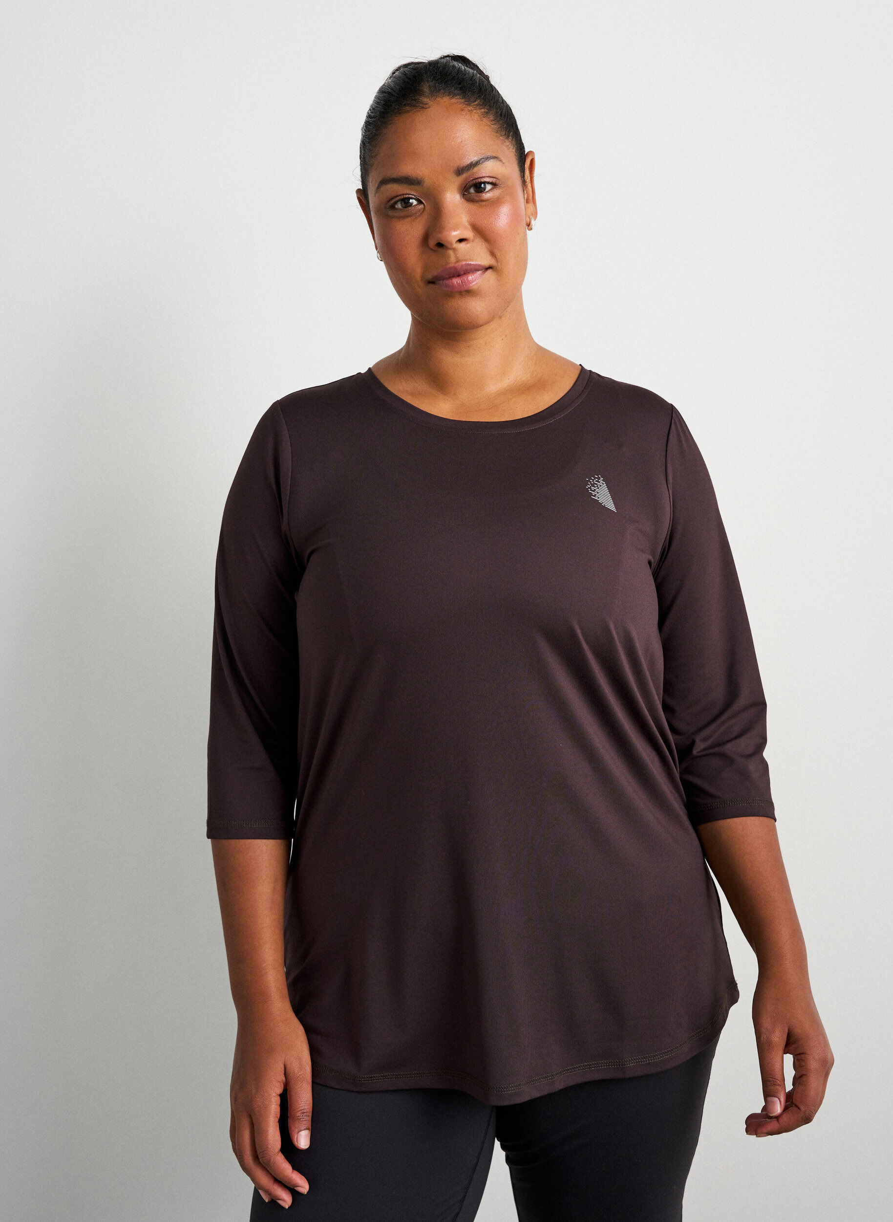 ZizziHaut de sport avec manches 3/4, Marron, Model image number 0