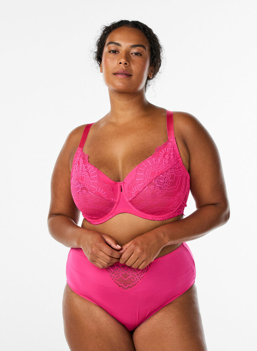 Vollschalen-Bügel-BH aus Spitze, Pink, Model image number 1