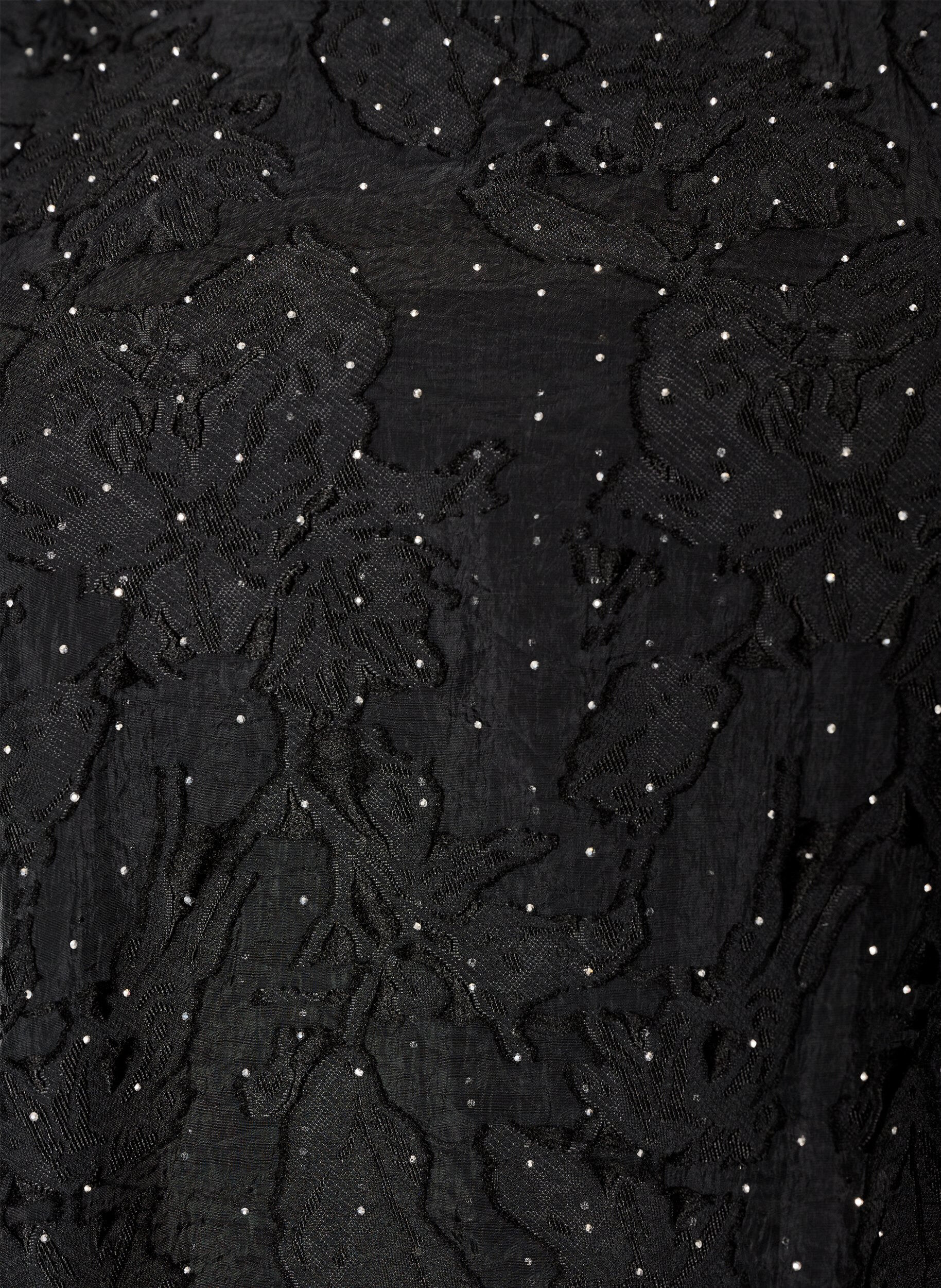 ZizziBlouse jacquard avec d&eacute;tails scintillants et manches bouffantes, Noir, Packshot image number 2