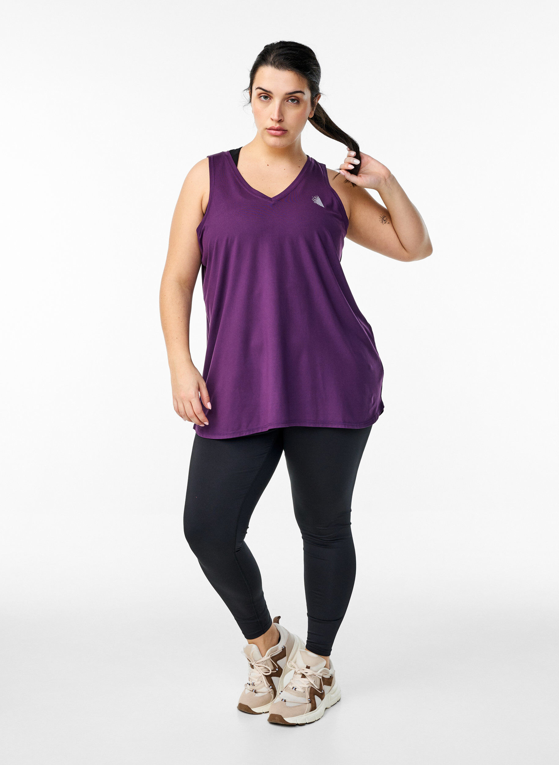 ZizziTop de sport avec col en V, Violet, Model image number 1