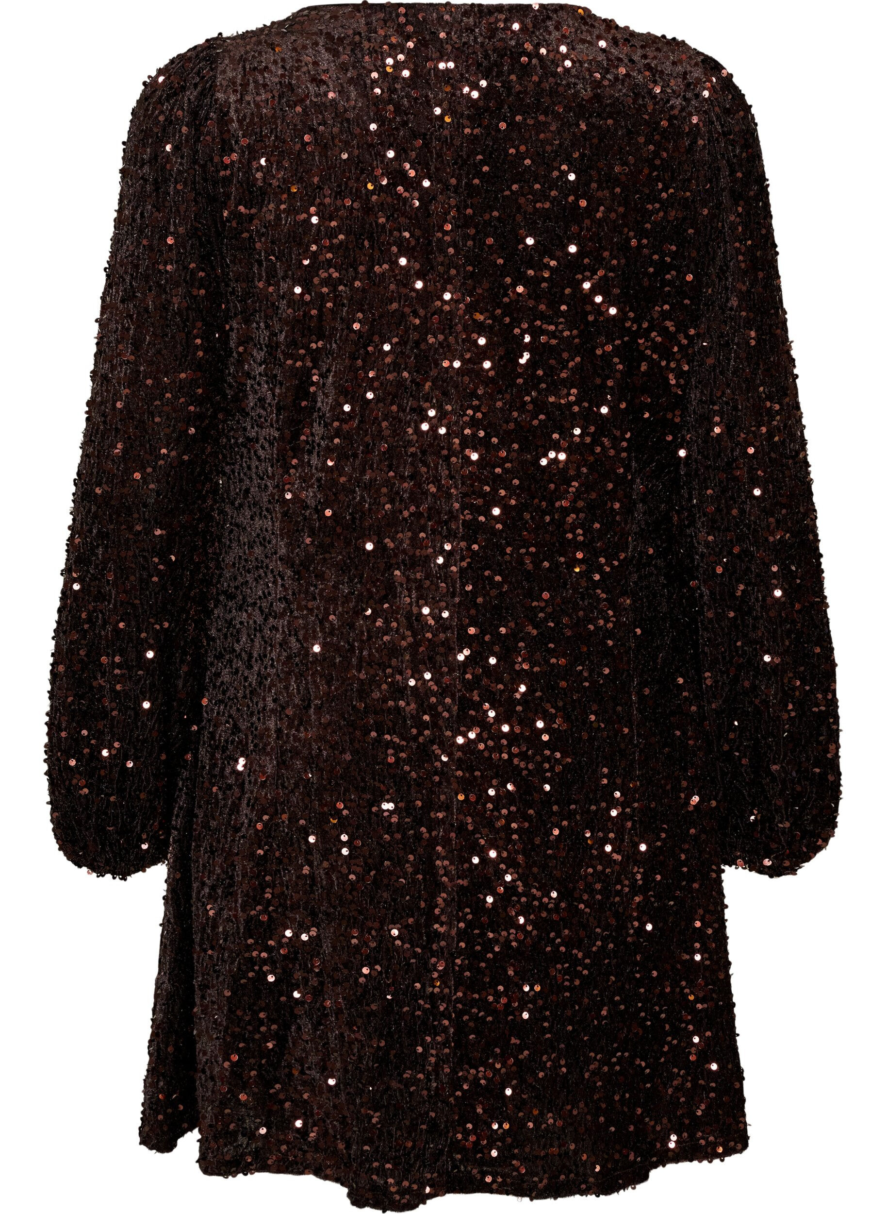 ZizziRobe courte en sequins &agrave; coupe trap&egrave;ze, Marron, Packshot image number 1