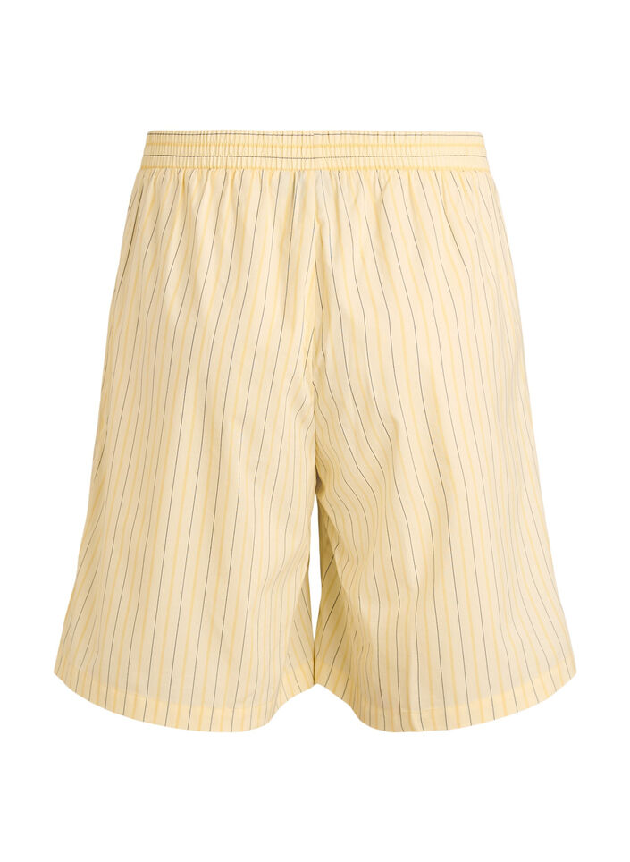 Gestreifte hoch taillierte Shorts mit lockerer Passform, Gelb, Packshot