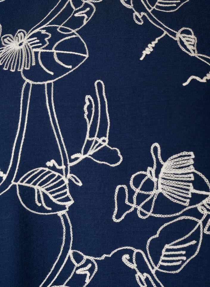 Kurz&auml;rmelige Bluse mit Stickmuster, Blau, Packshot image number 2
