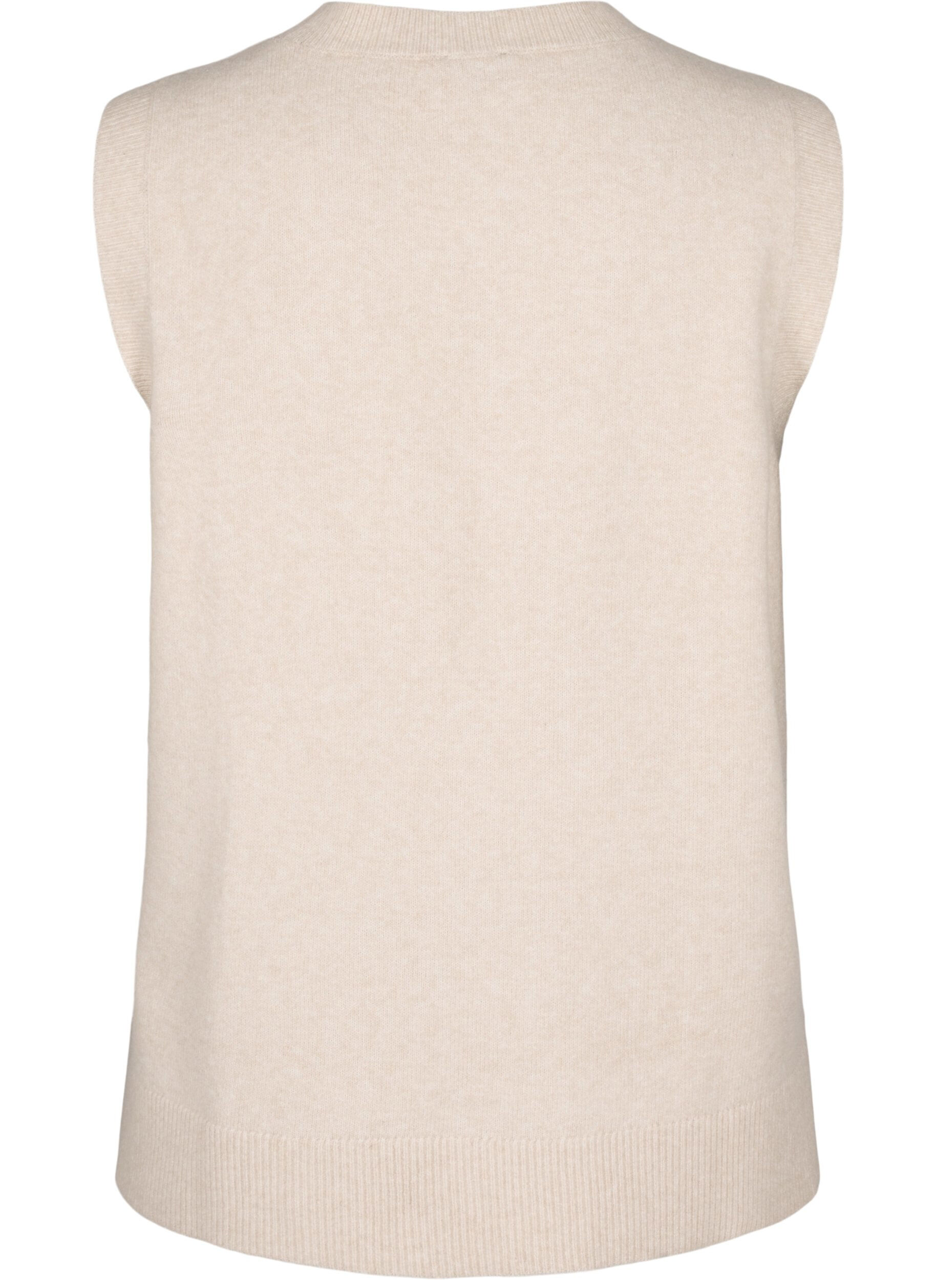 Zizzi  Strickweste mit Rippb&uuml;ndchen, Pumice Stone Mel., Packshot image number 1