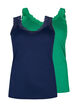 2er-Pack Tops mit Spitze, Navy B/Jolly Green, Packshot image number 0