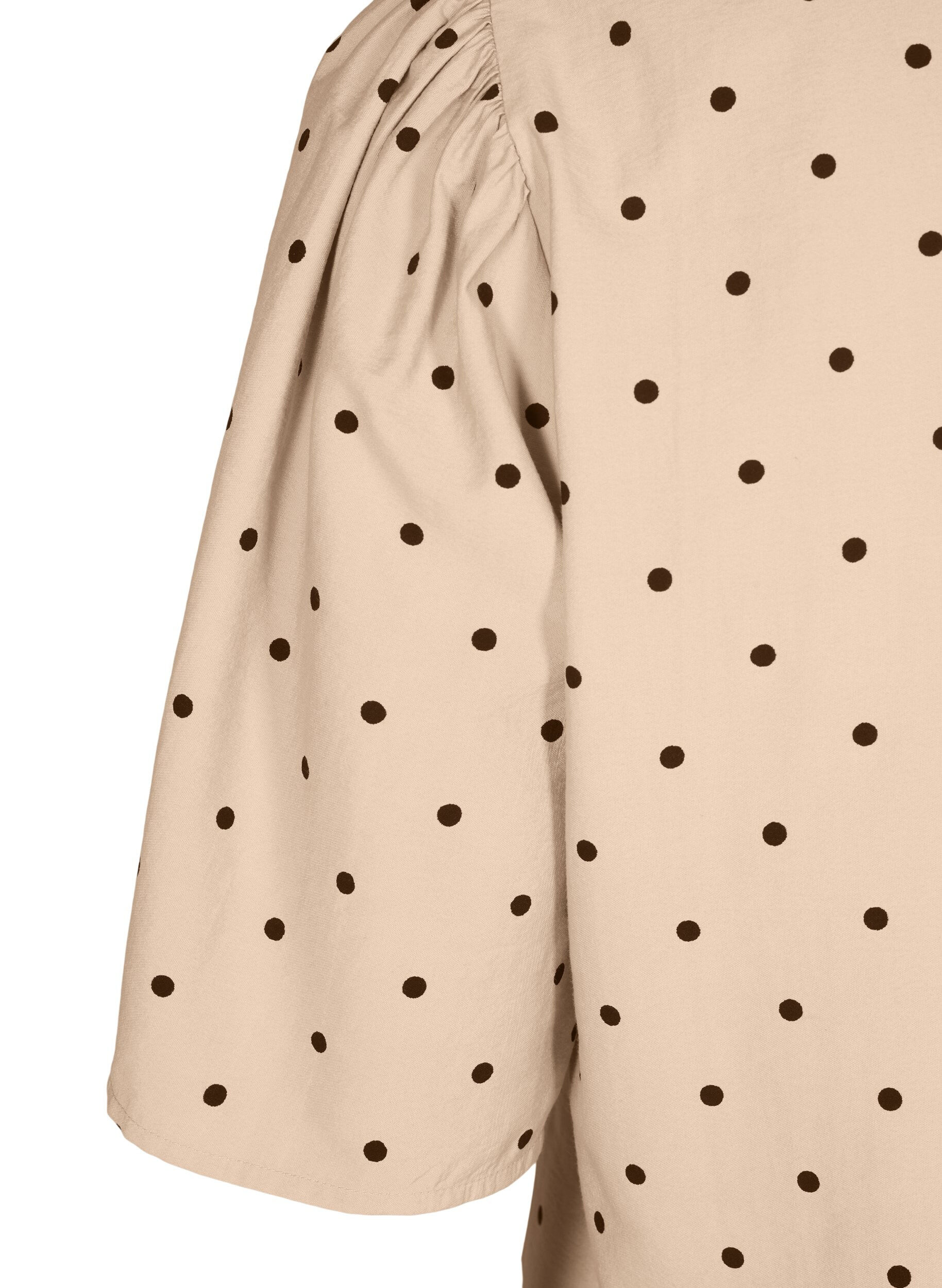 Zizzi Bluse mit lockeren &Auml;rmeln und V-Ausschnitt, Beige, Packshot image number 3
