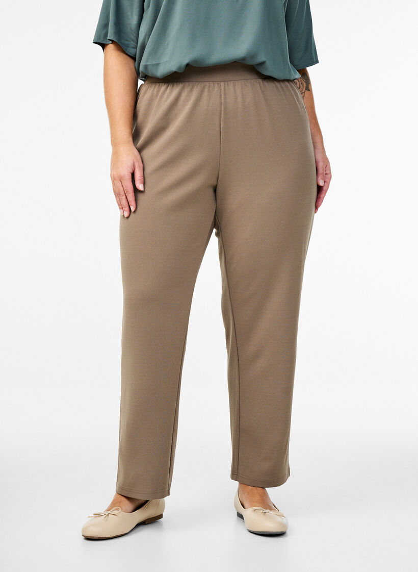 Pantalon &agrave; coupe droite, Beige, Model image number 2