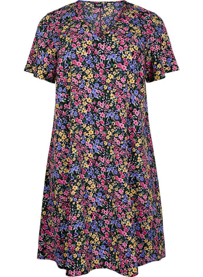 Robe FLASH à col en V avec imprimé à fleur, Multi Flower, Packshot image number 0