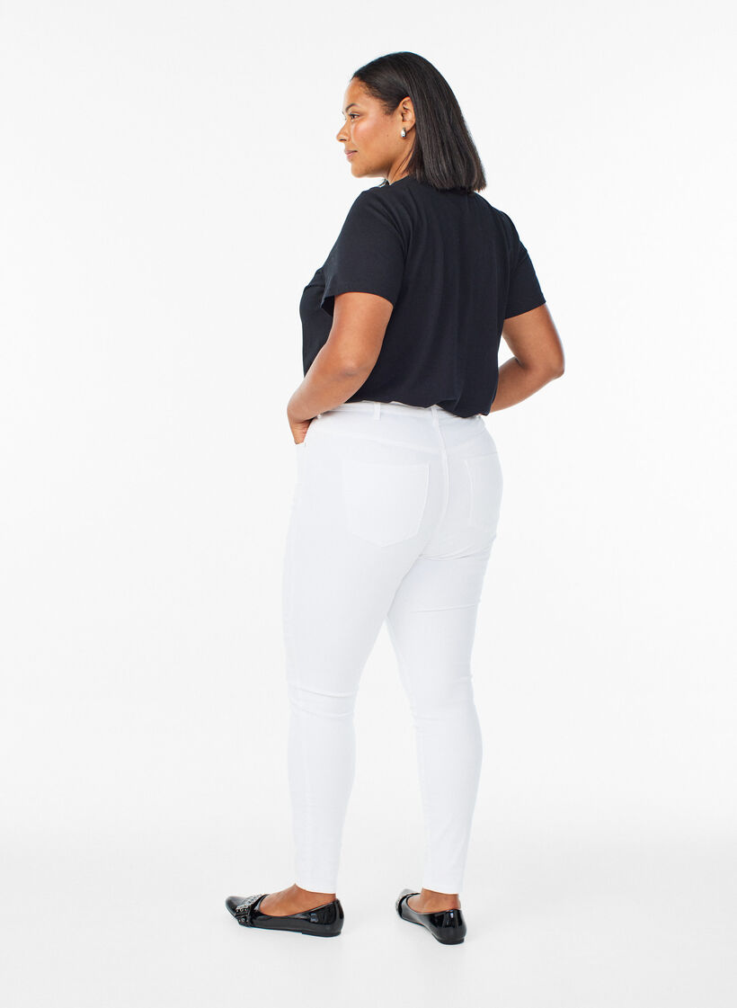 Amy Super Slim Fit Jeans mit hoher Taille, Wei&szlig;, Model image number 1