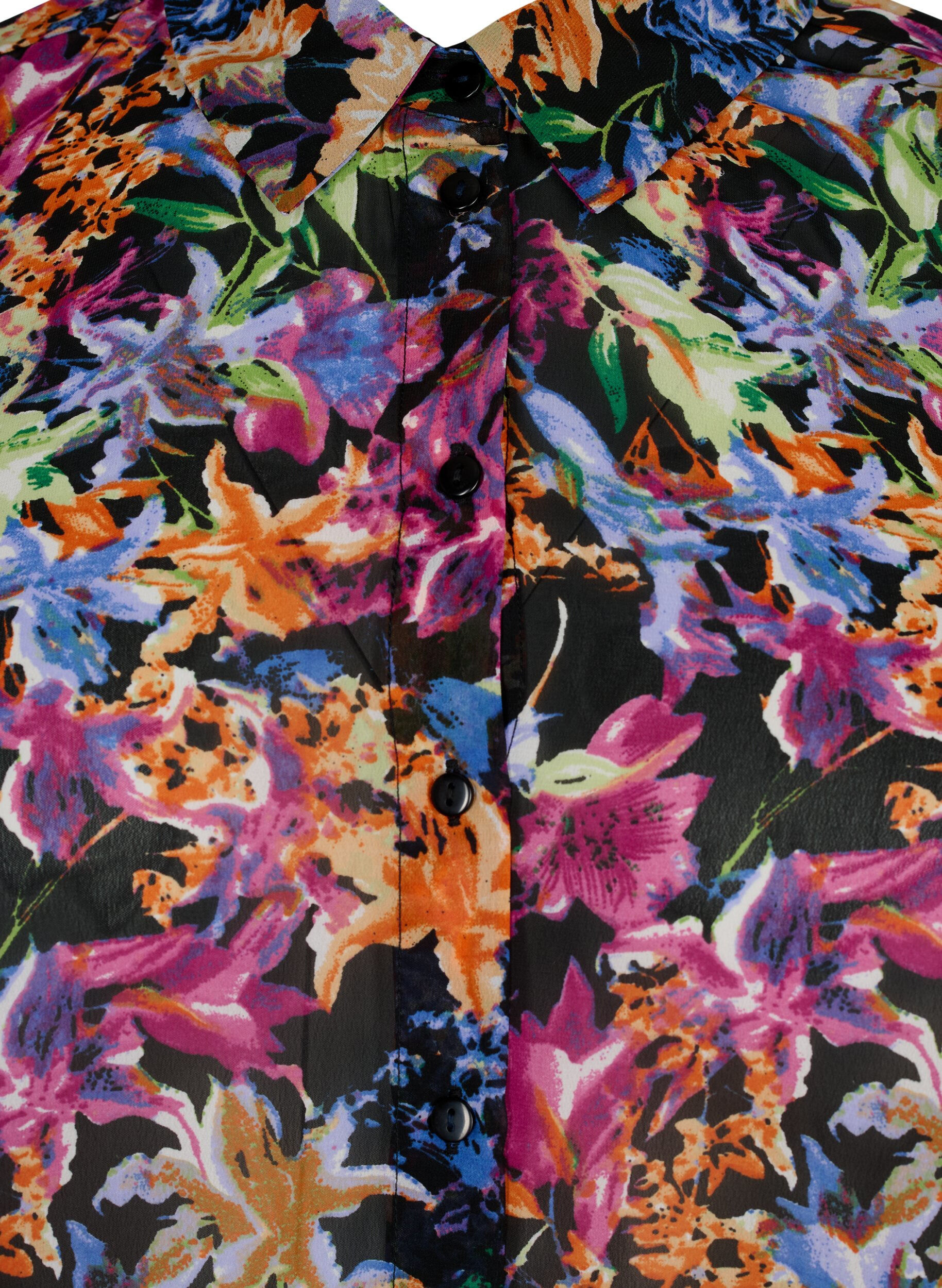 Zizzi FLASH - Chemise &agrave; manches longues avec imprim&eacute; floral, Orange Pink Flower , Packshot image number 2