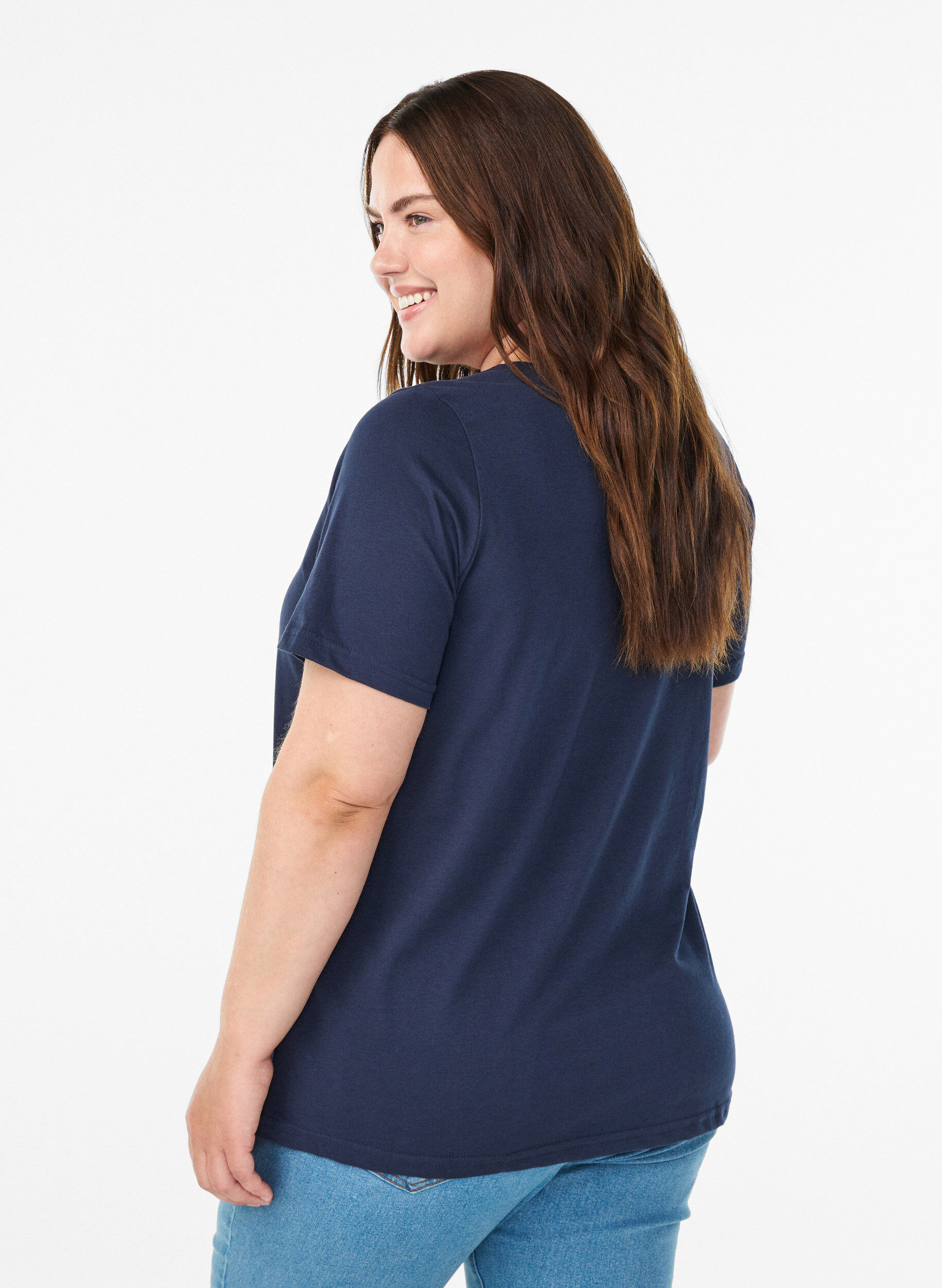 Zizzi FLASH - T-Shirt mit Print., Blau, Model image number 2